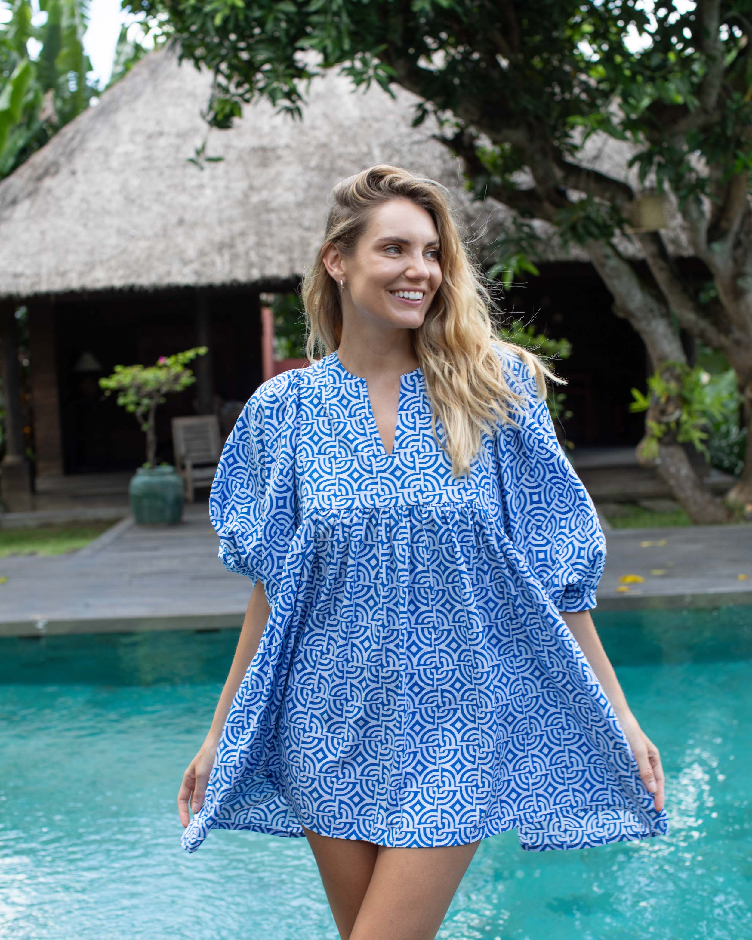 Jessica Dress - Cobalt Large Maze