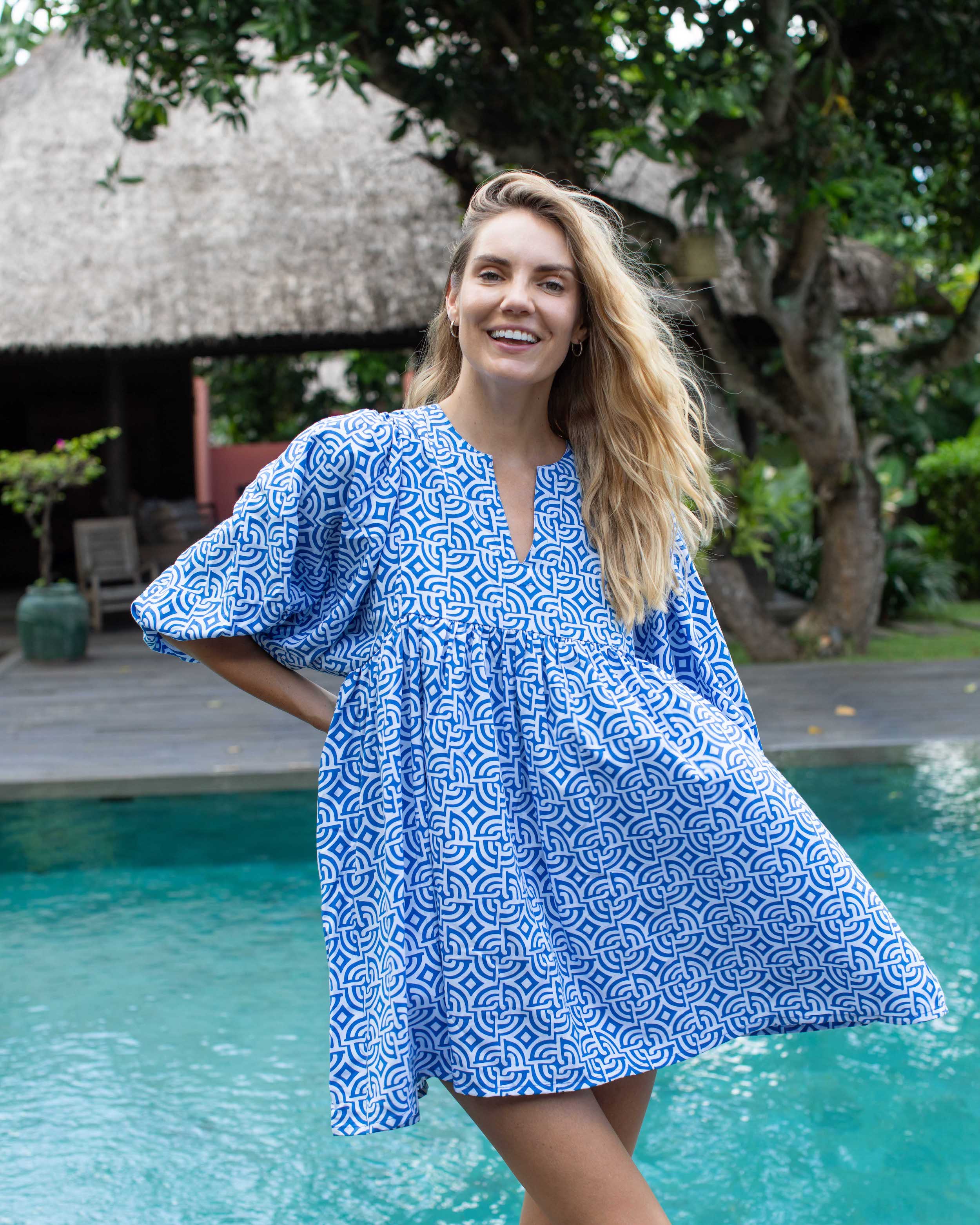 Jessica Dress - Cobalt Large Maze