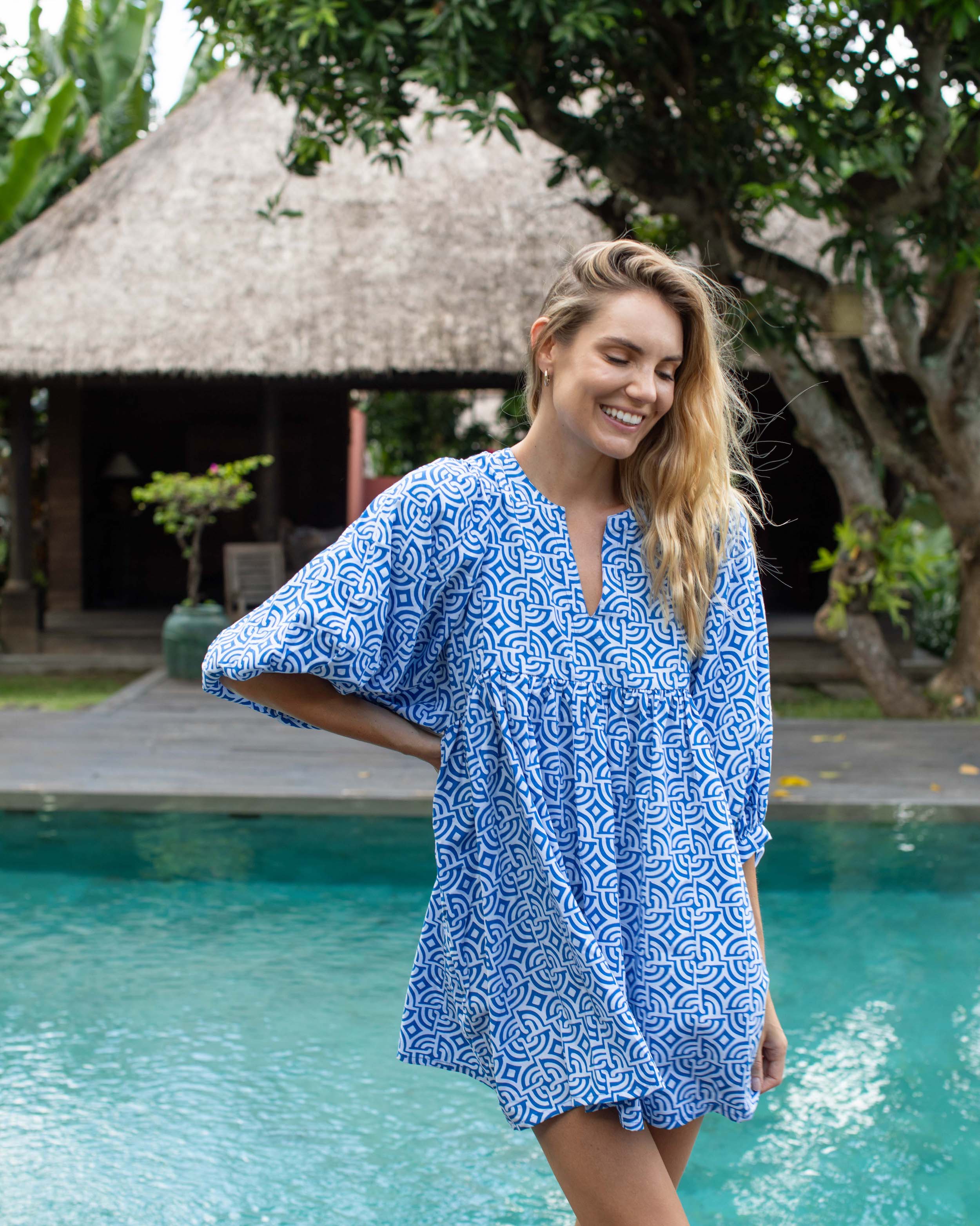Jessica Dress - Cobalt Large Maze