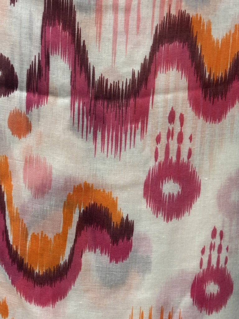 Orange & Fuchsia Ikat Wave Tassel Scarf