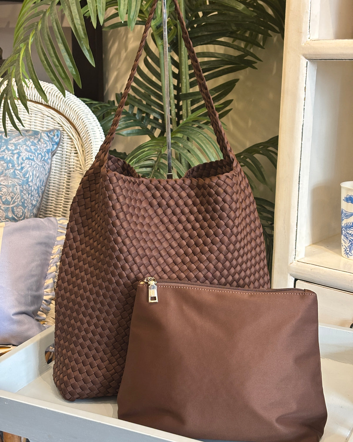 Riviera Woven Tote - Coffee