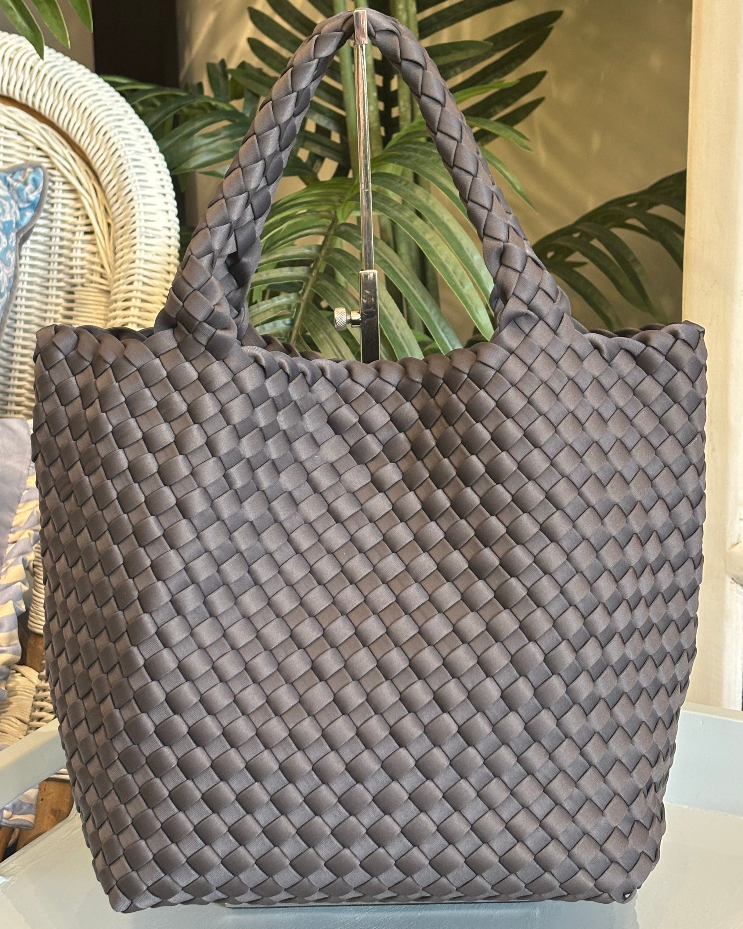 Riviera Woven Tote - Dark Grey