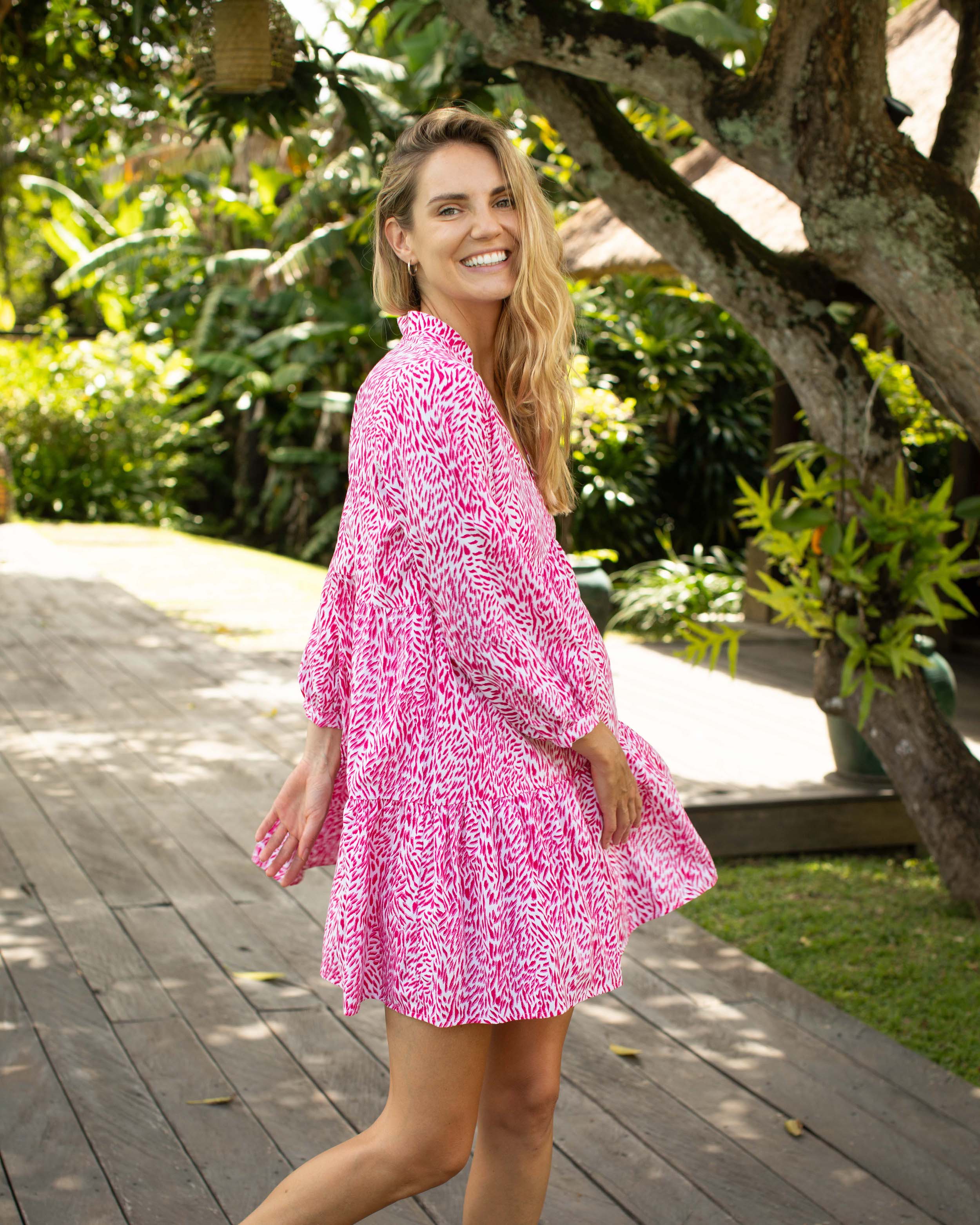 Morgan Dress - Fuchsia Small Tiger