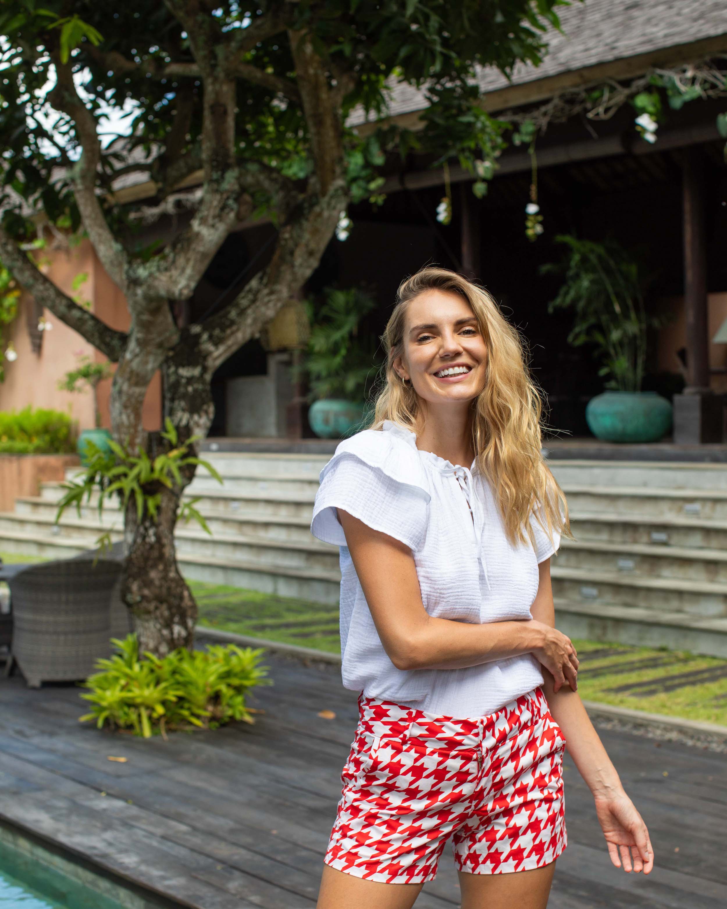 Alice Shorts - Red/White Houndstooth