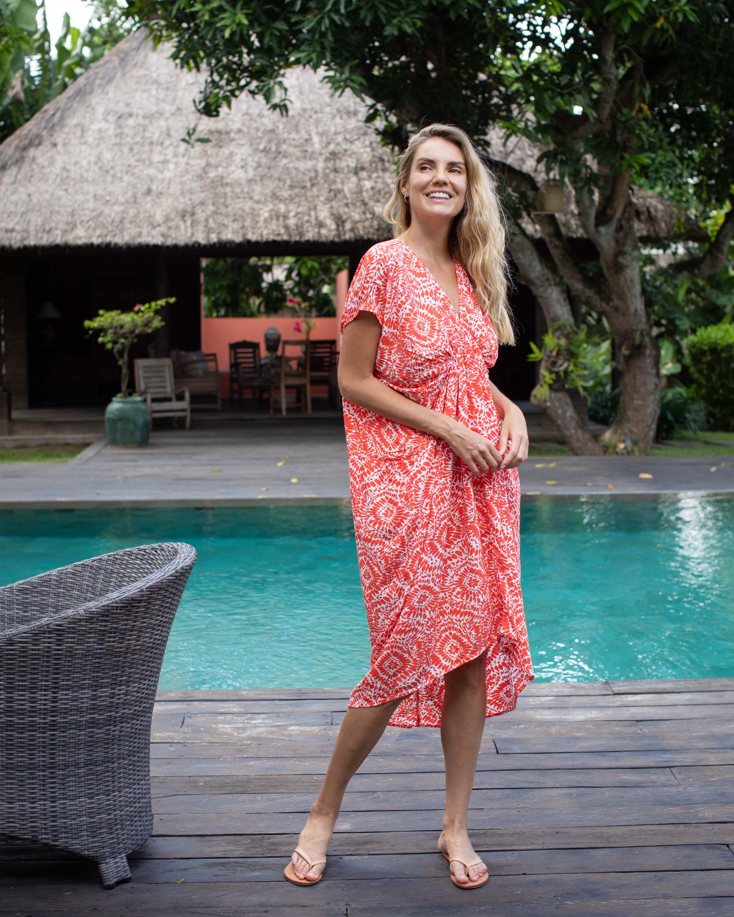 Thea Kaftan - Orange Flower Burst