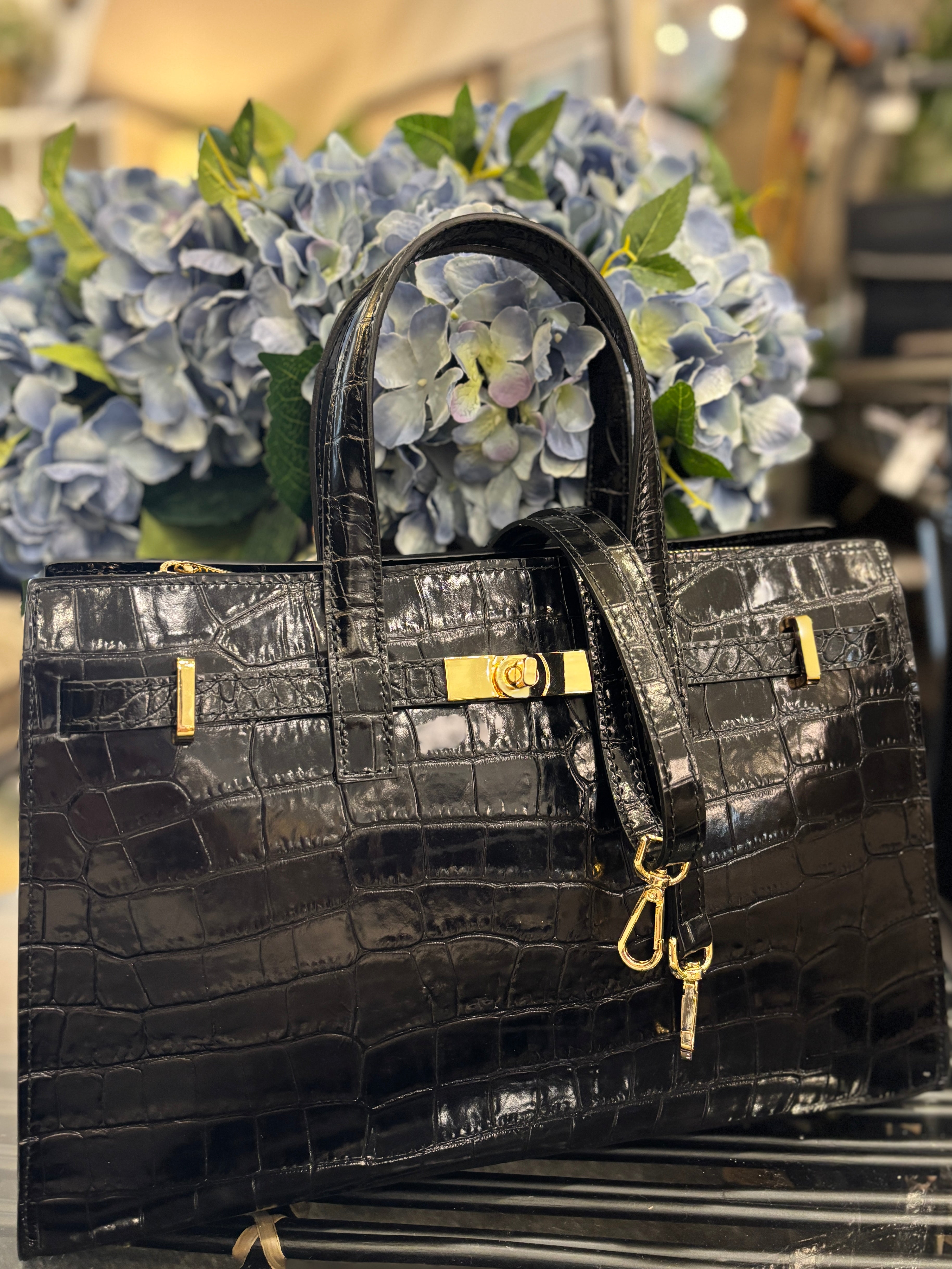 Milano Leather Tote Bag - Black