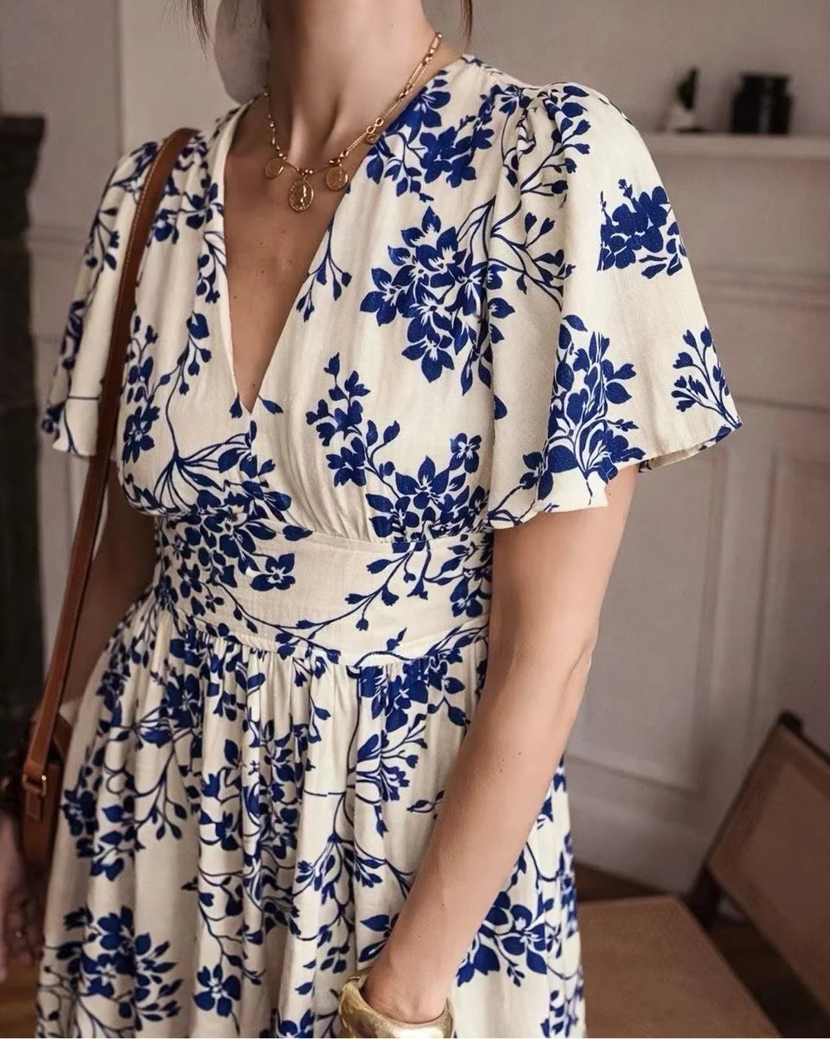Elva Dress - Blue/White