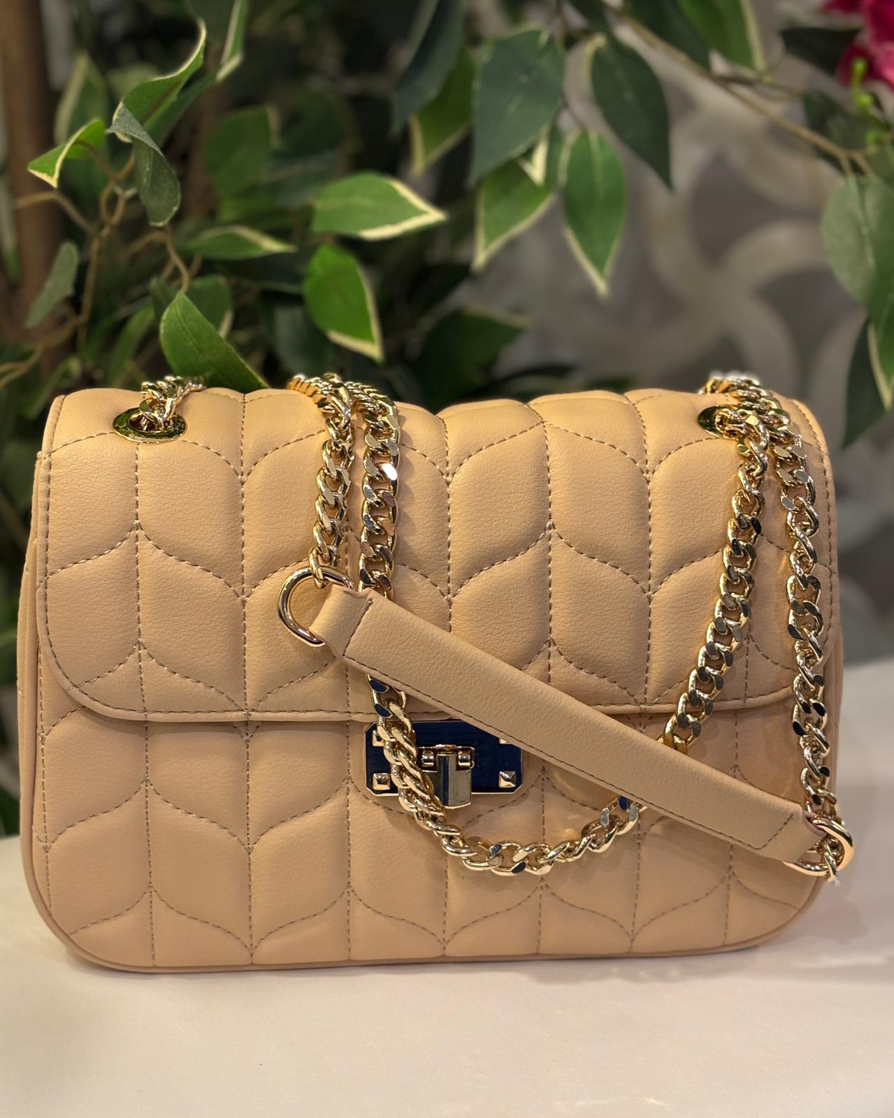 Alcamo Quilted Leather Bag - Nude