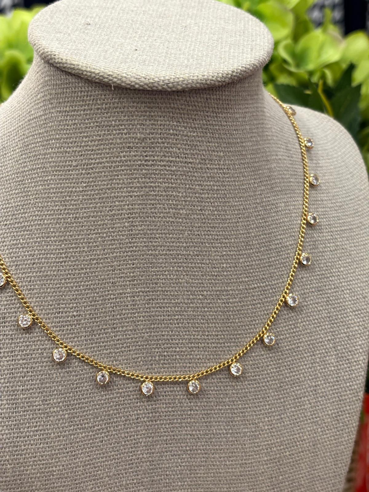 Amelia Gold Diamante Drop Necklace