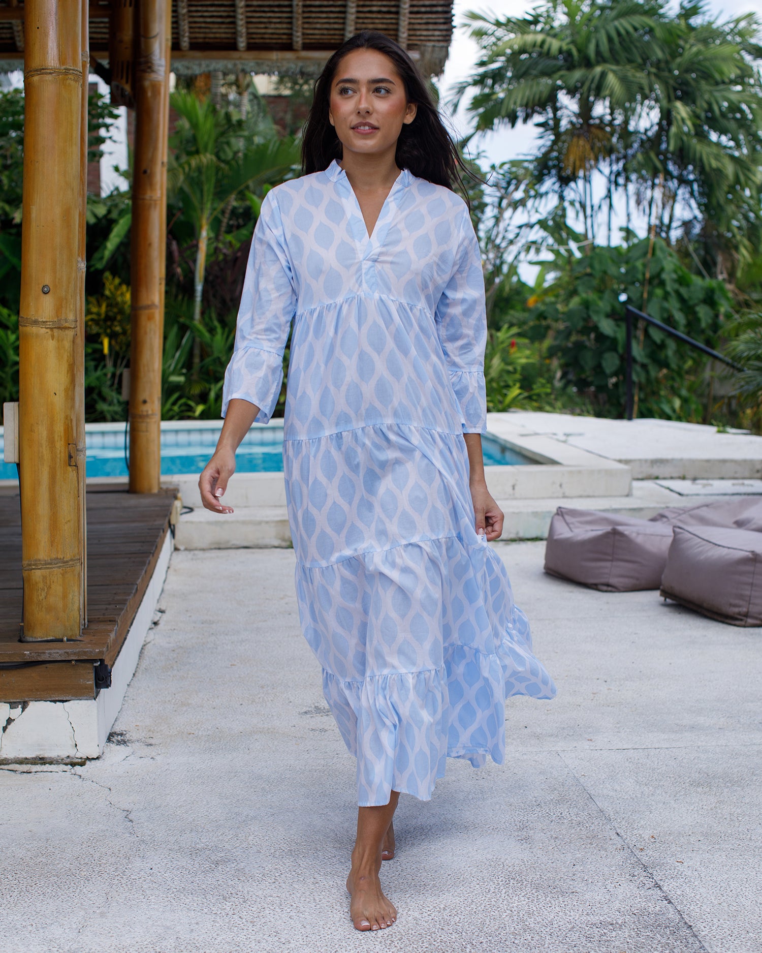 Annika Dress - Alice Blue London Trellis