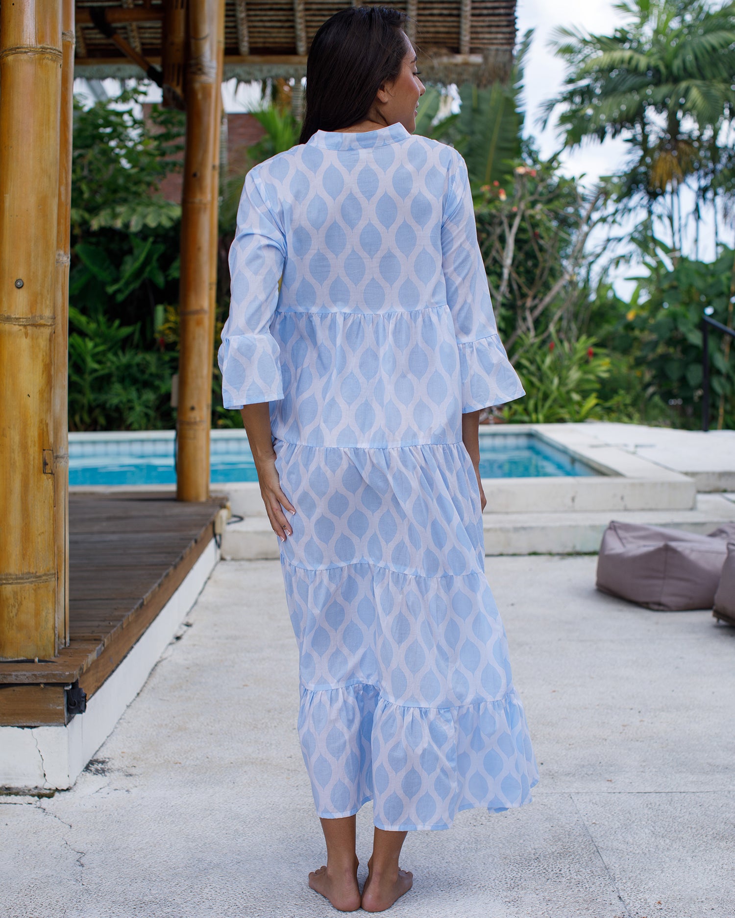 Annika Dress - Alice Blue London Trellis
