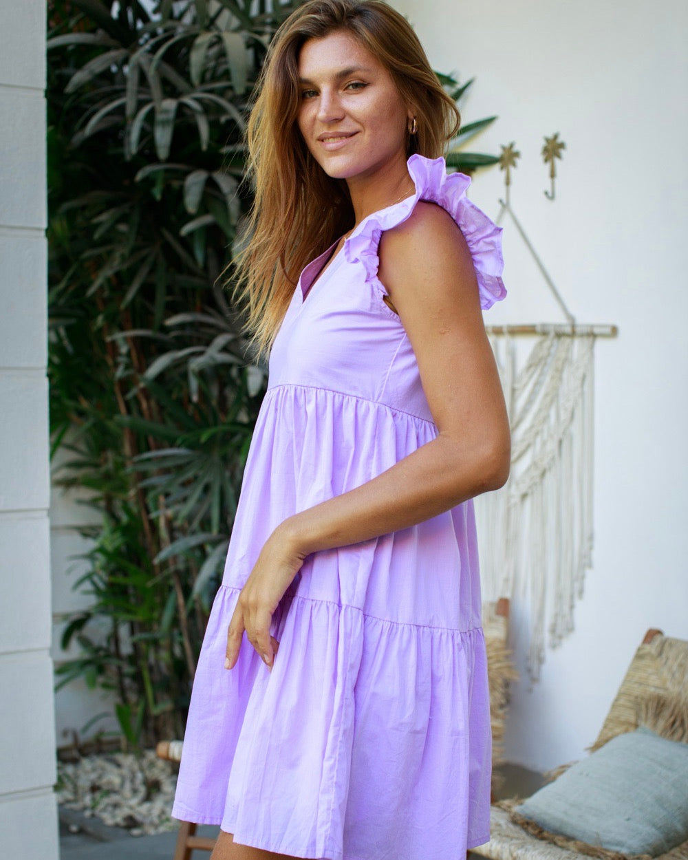 Astrid Dress- Lavender Cotton