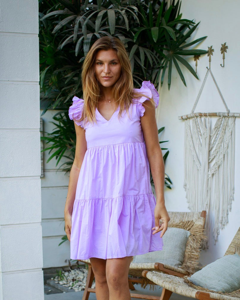 Astrid Dress- Lavender Cotton