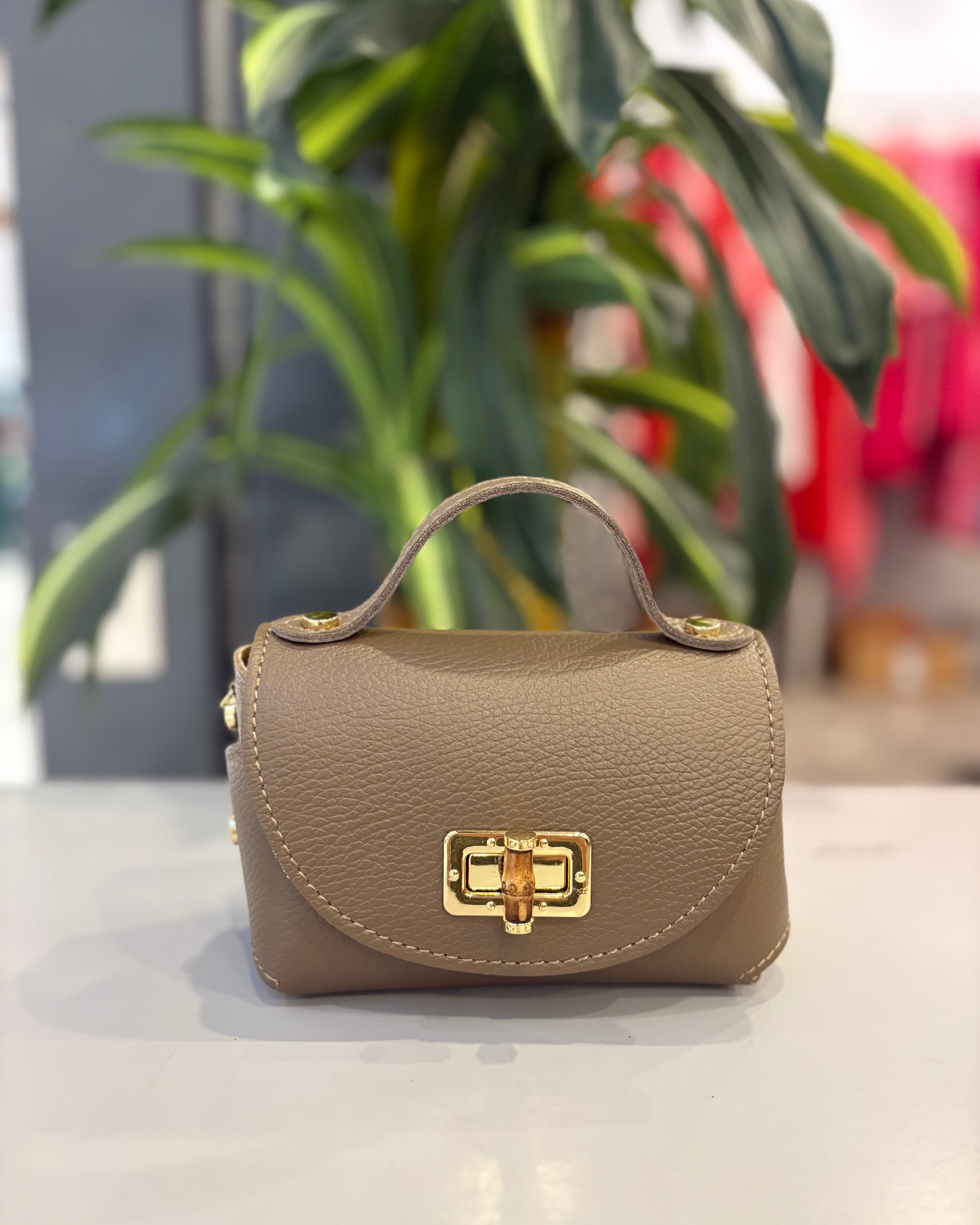 Bella Mini Leather Bag - Taupe