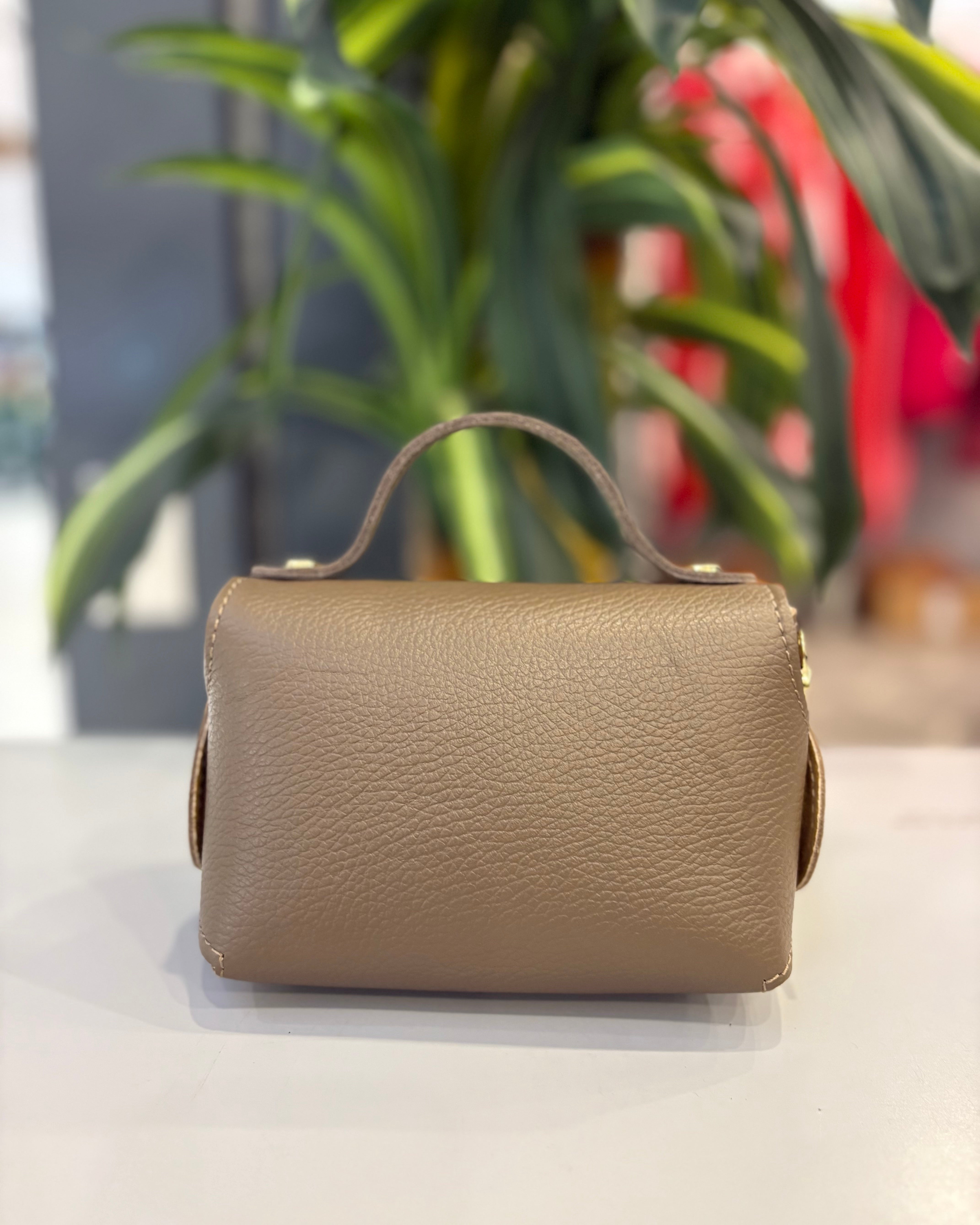 Bella Mini Leather Bag - Taupe