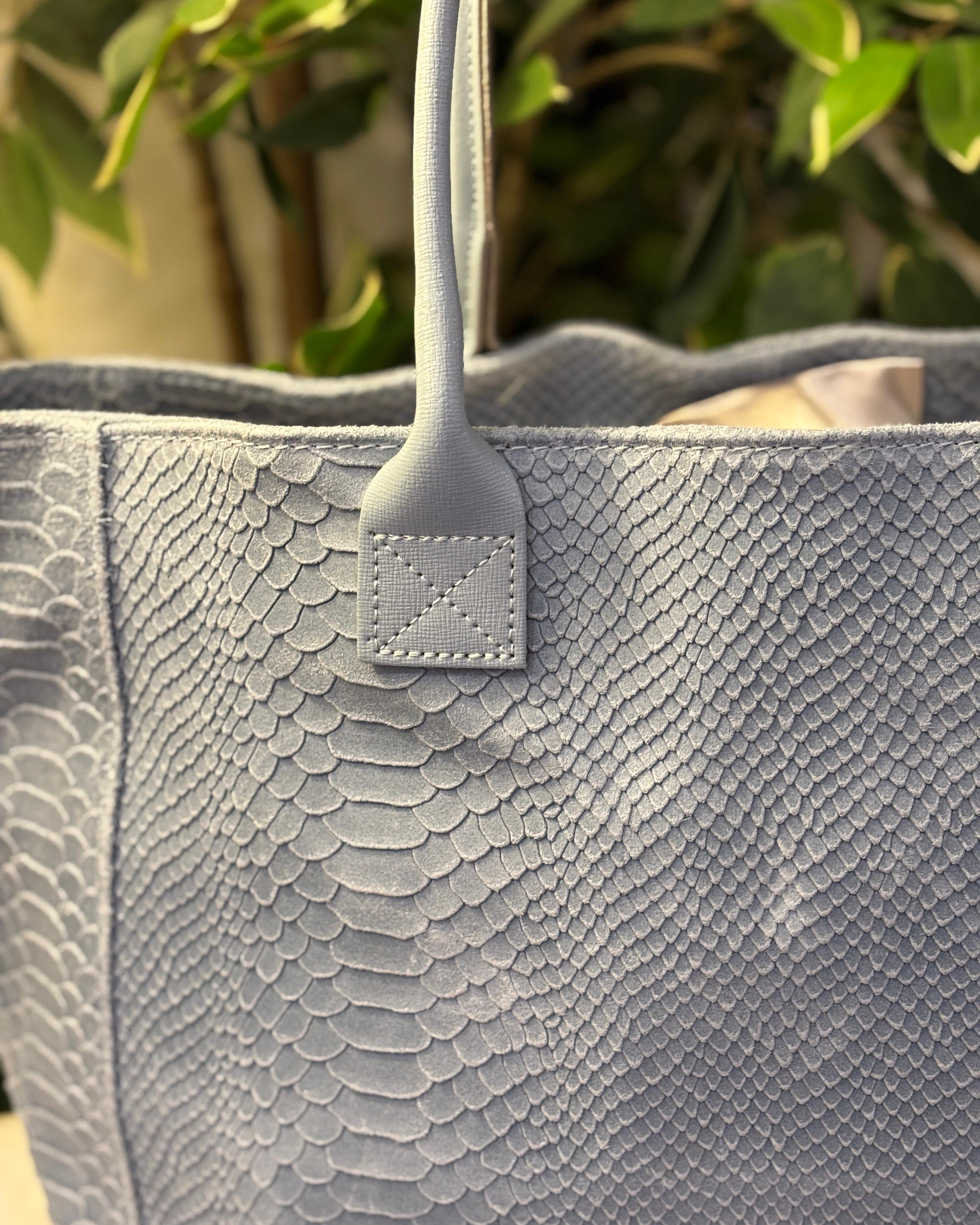 Bolsena Leather Tote Bag - Baby Blue