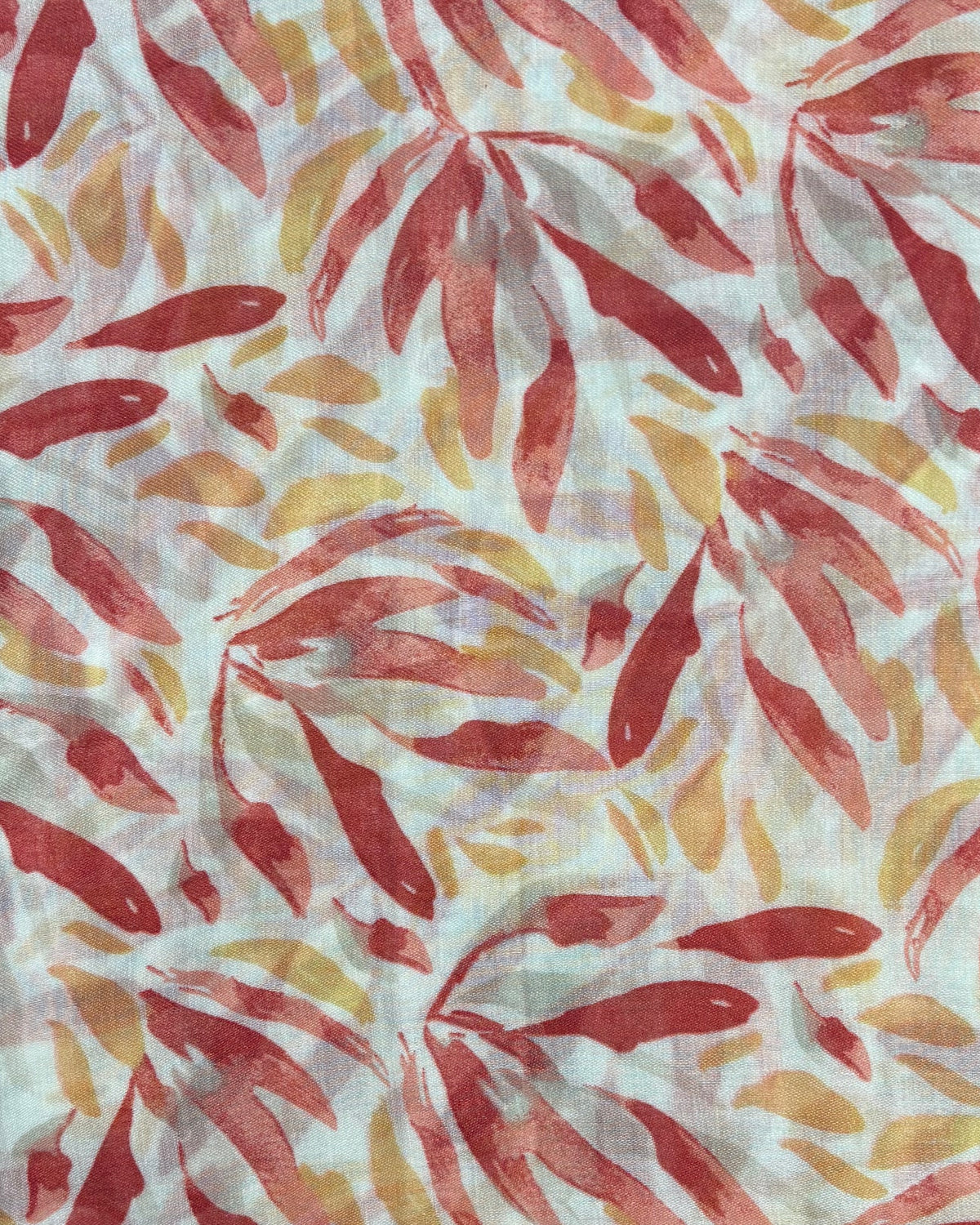 Pink & Tan Botanical Leaf - Tassel Scarf