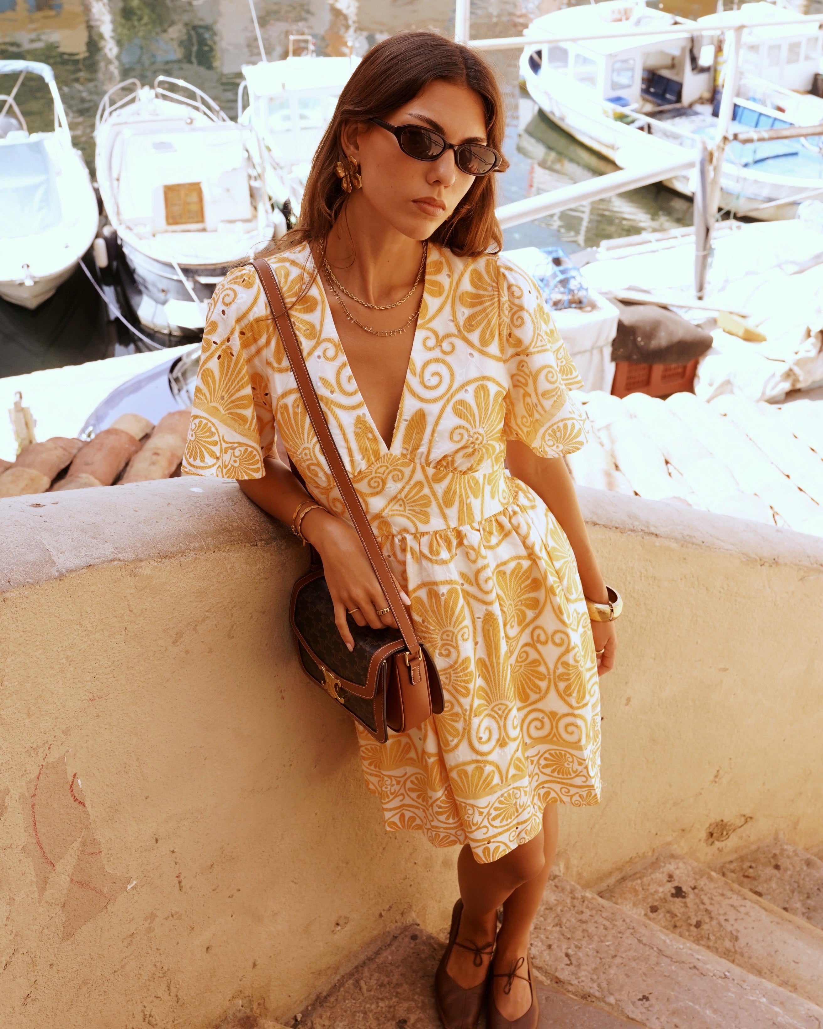 Margaux Dress - Yellow/White