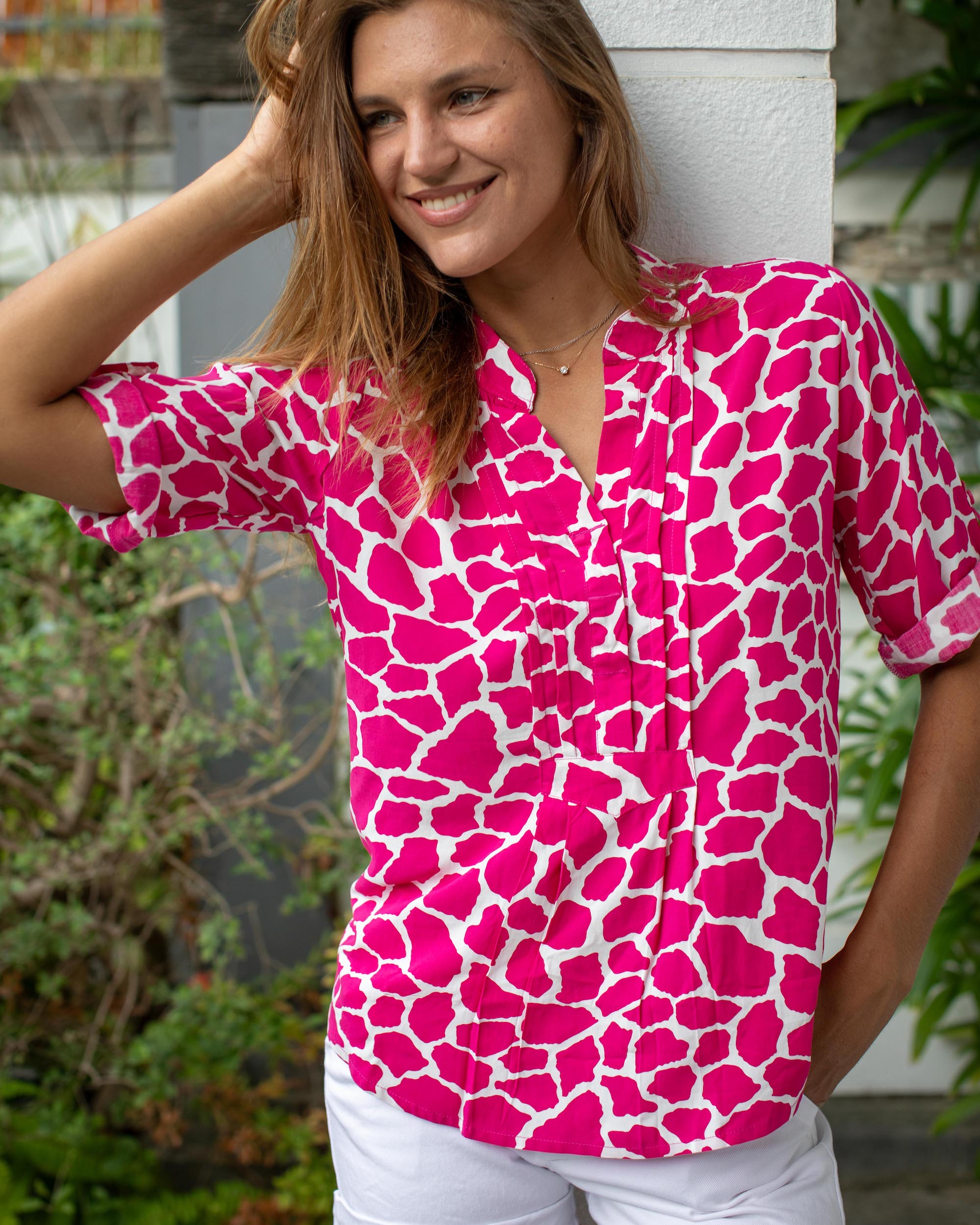 Carlie Top - Fuchsia Giraffe