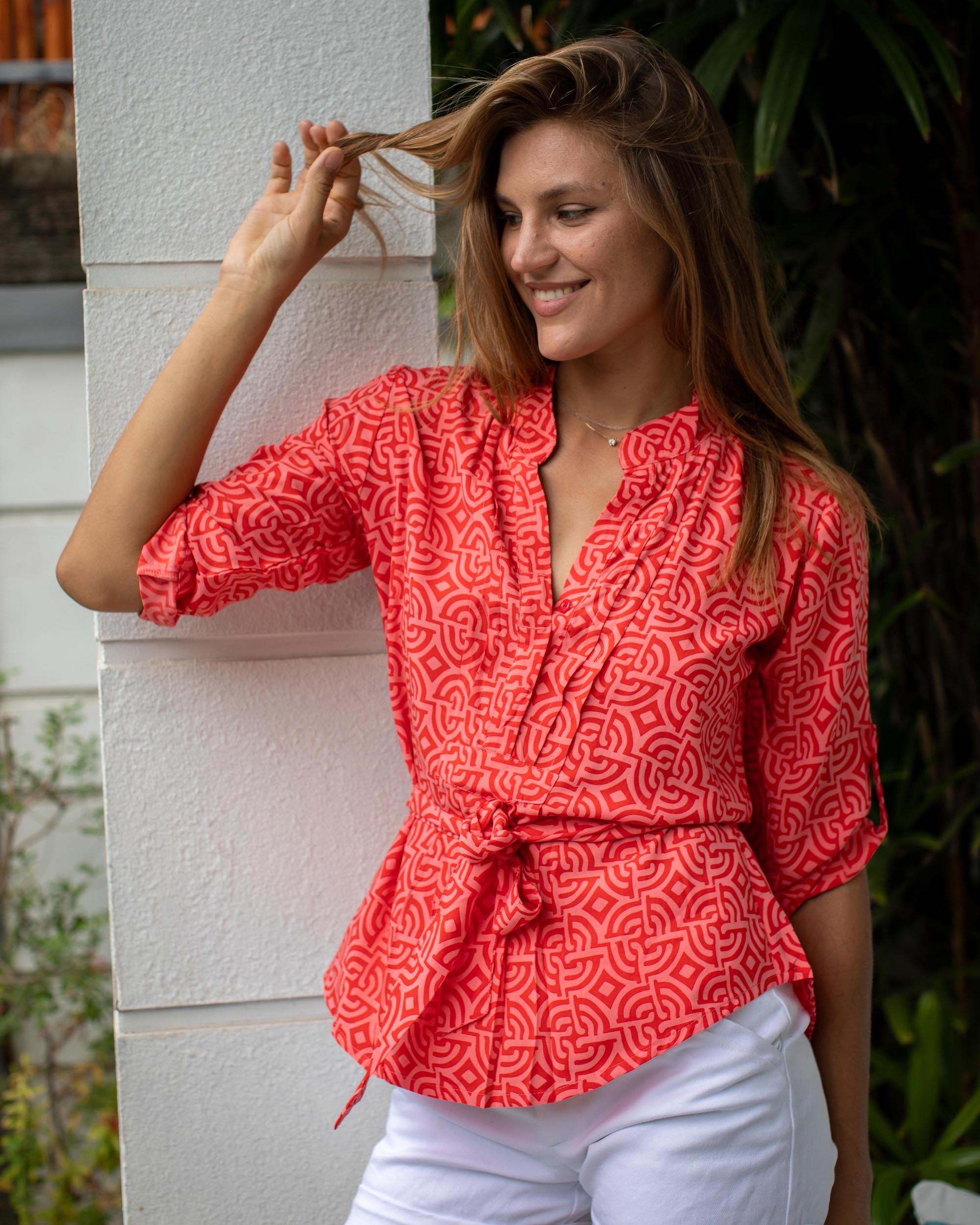 Carlie Top - Red Large Maze
