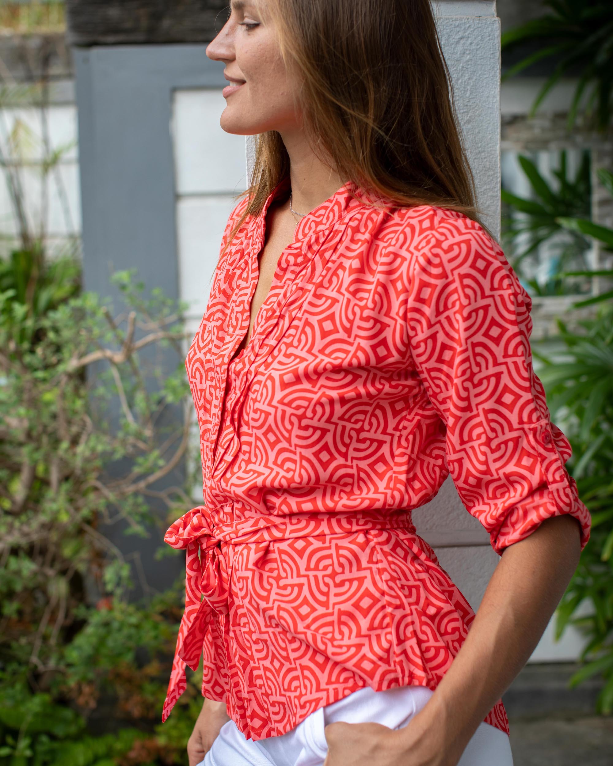 Carlie Top - Red Large Maze