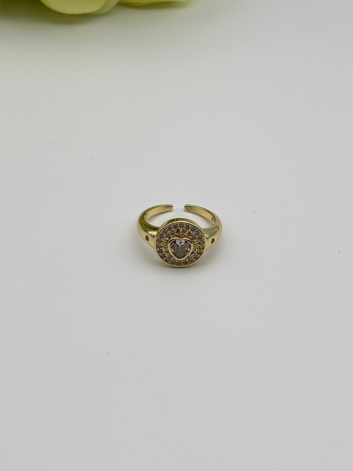 Clemence Gold Pave Heart Ring