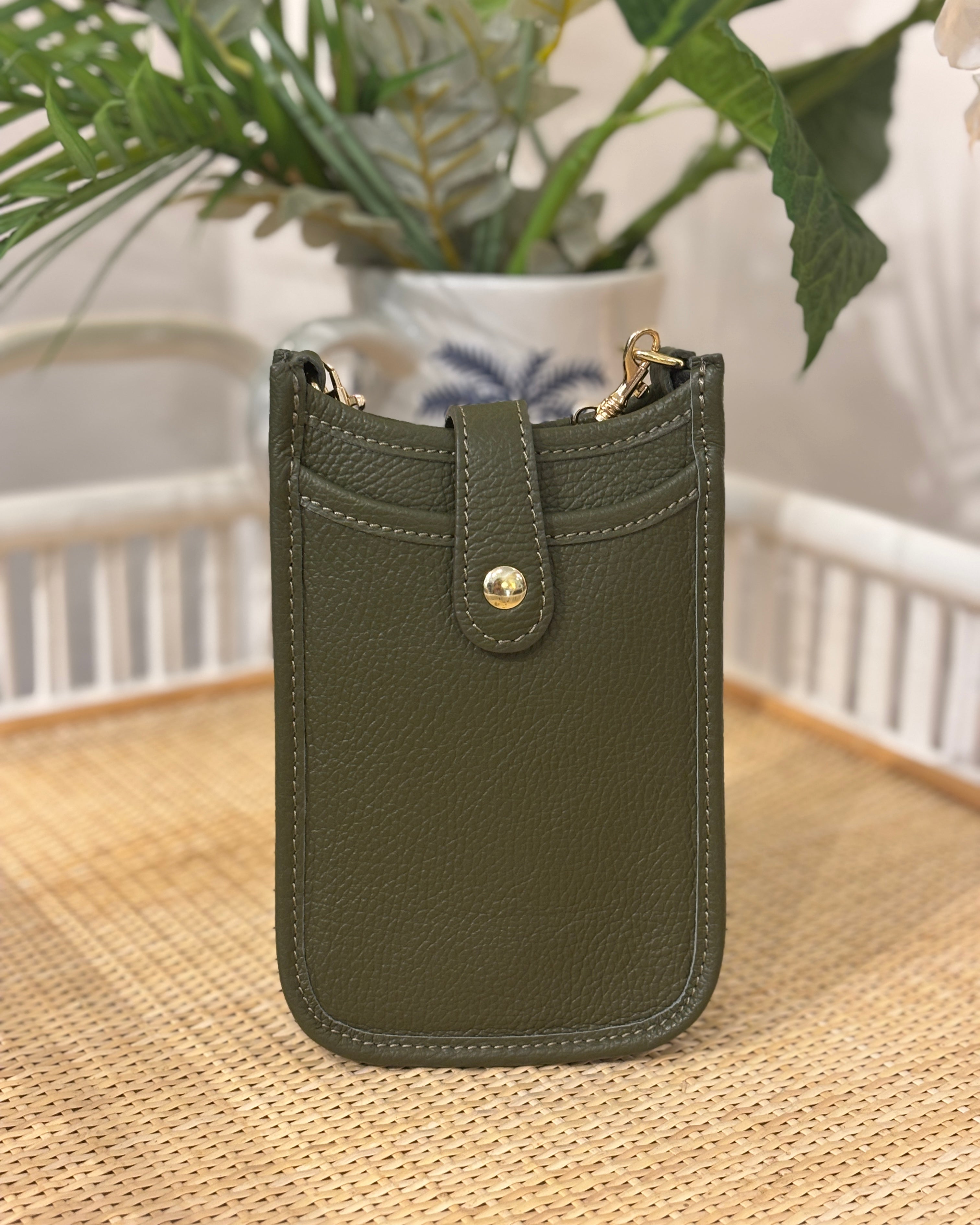 Cortona Leather Phone Bag - Olive