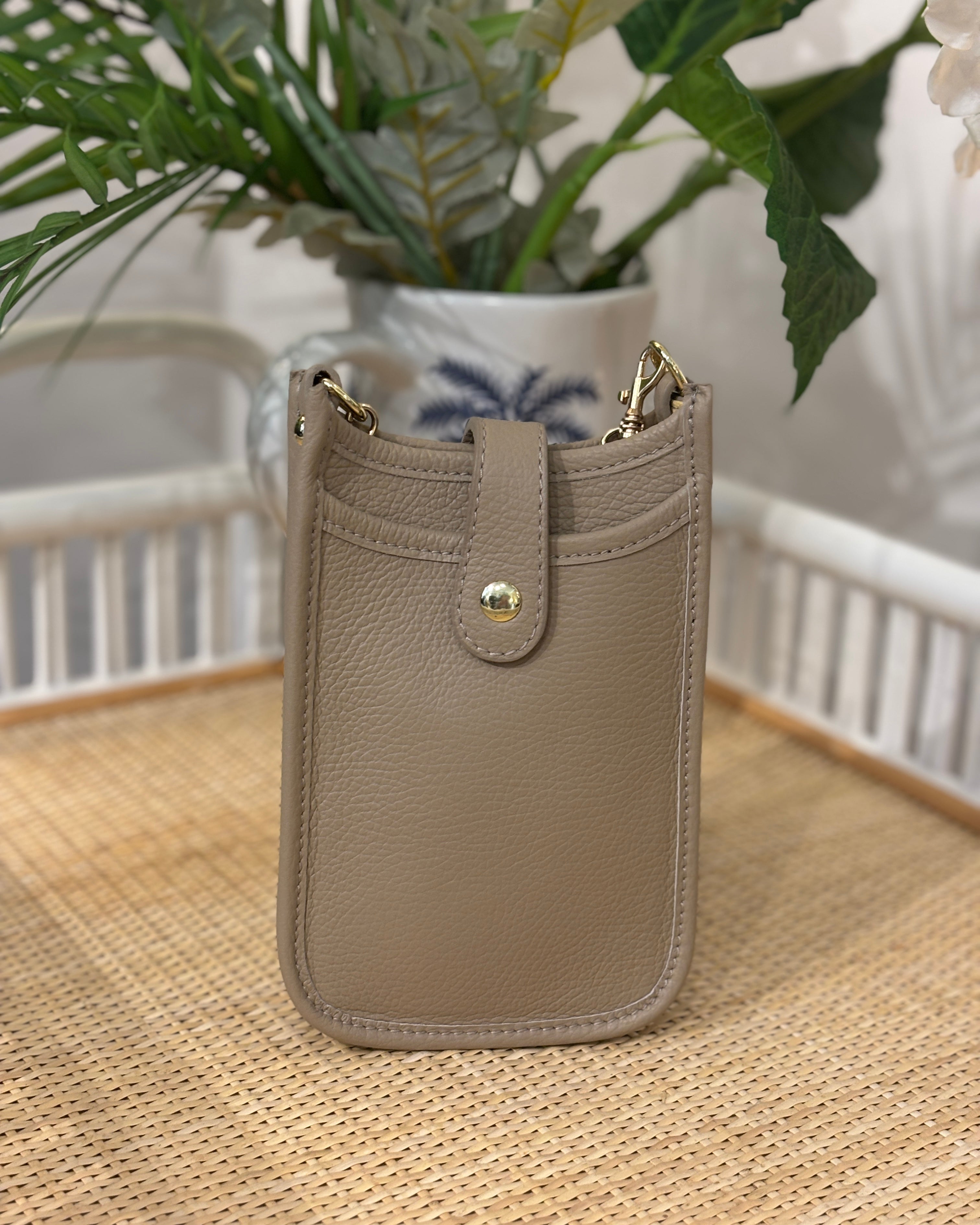 Cortona Leather Phone Bag - Taupe