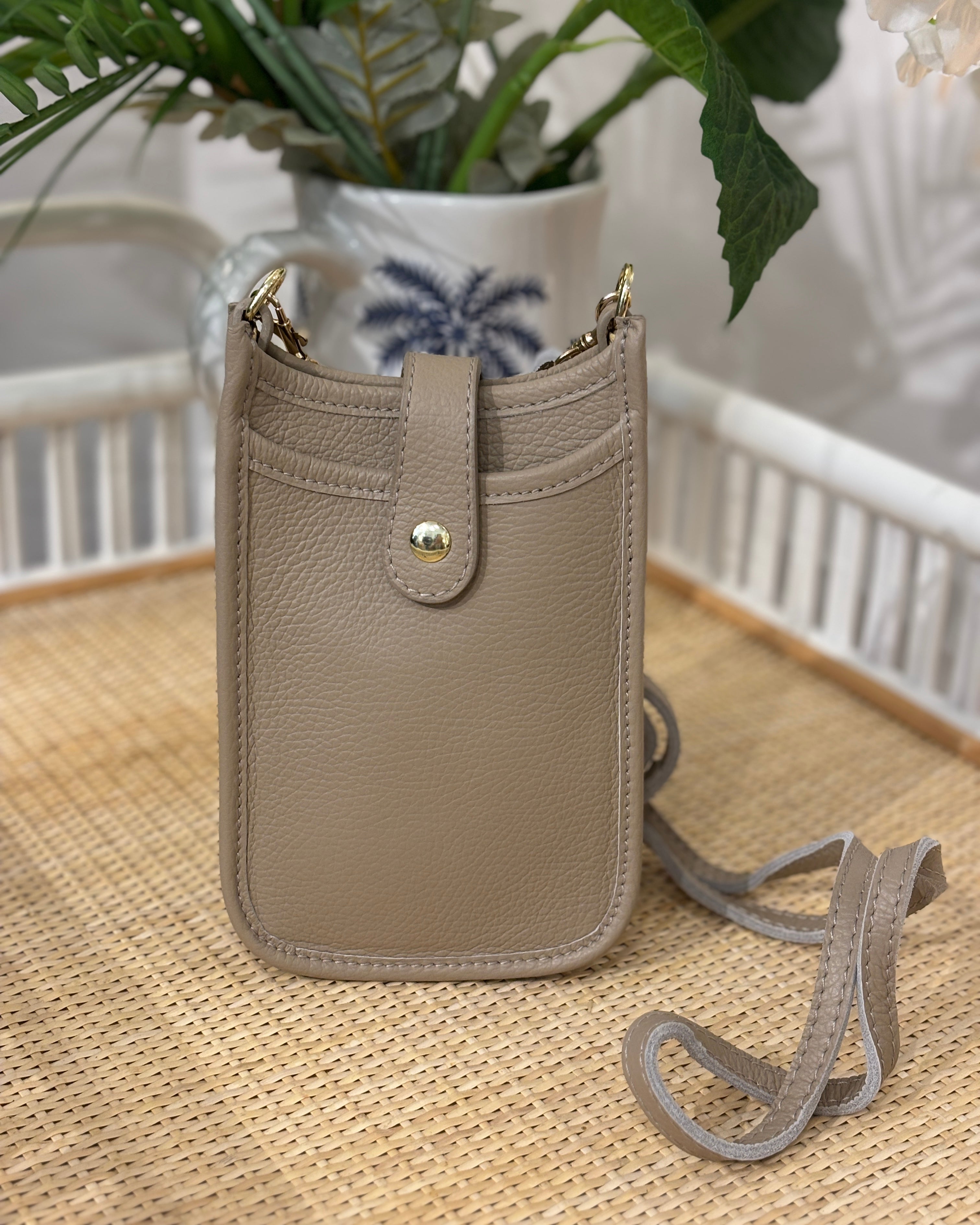 Cortona Leather Phone Bag - Taupe