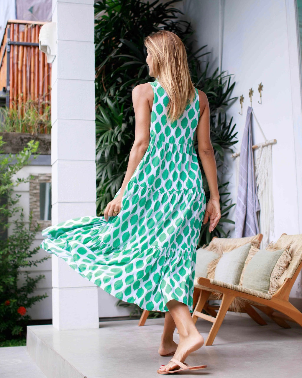 Cosima Dress - Green London Trellis