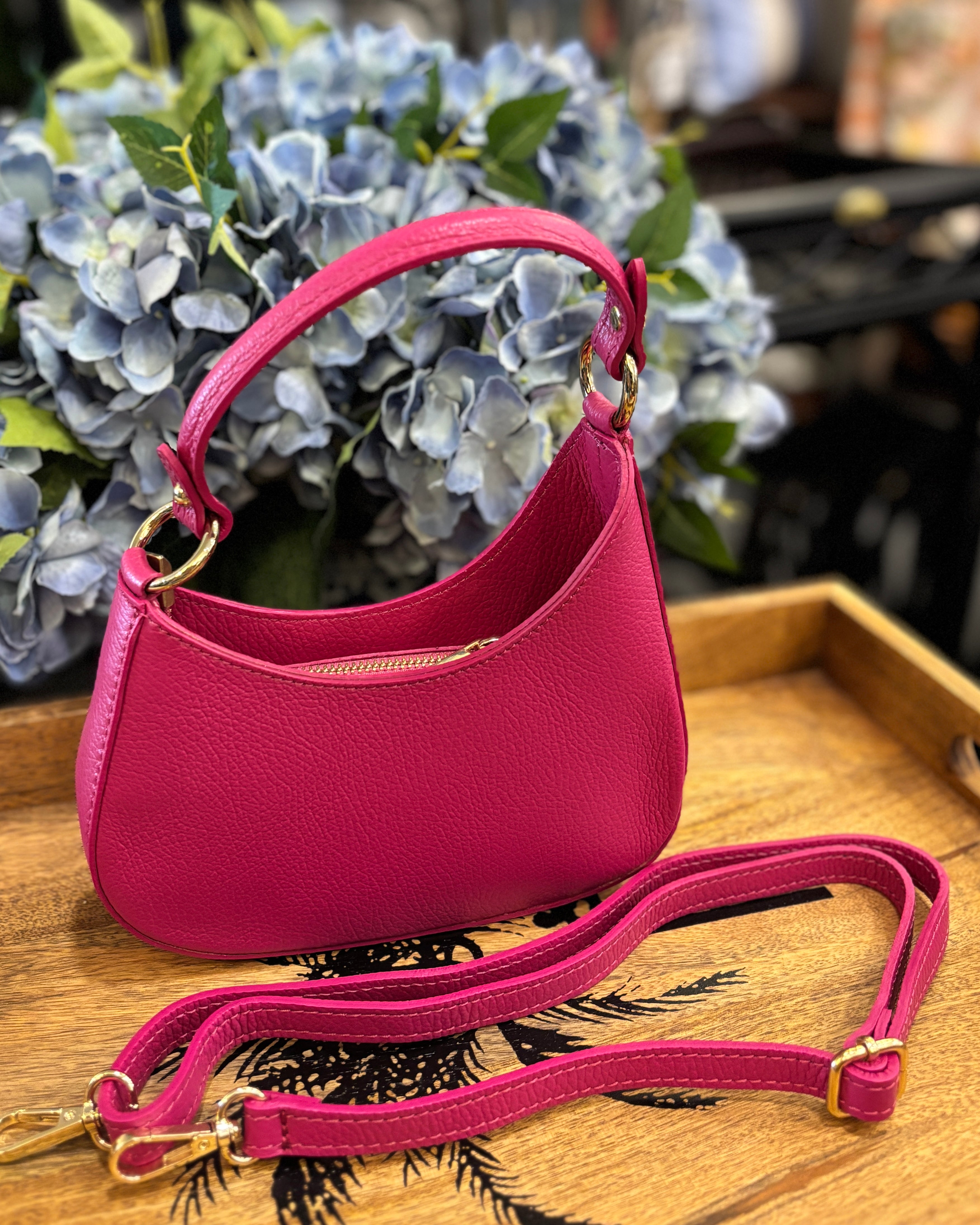 Mini Crescent Bag - Fuchsia