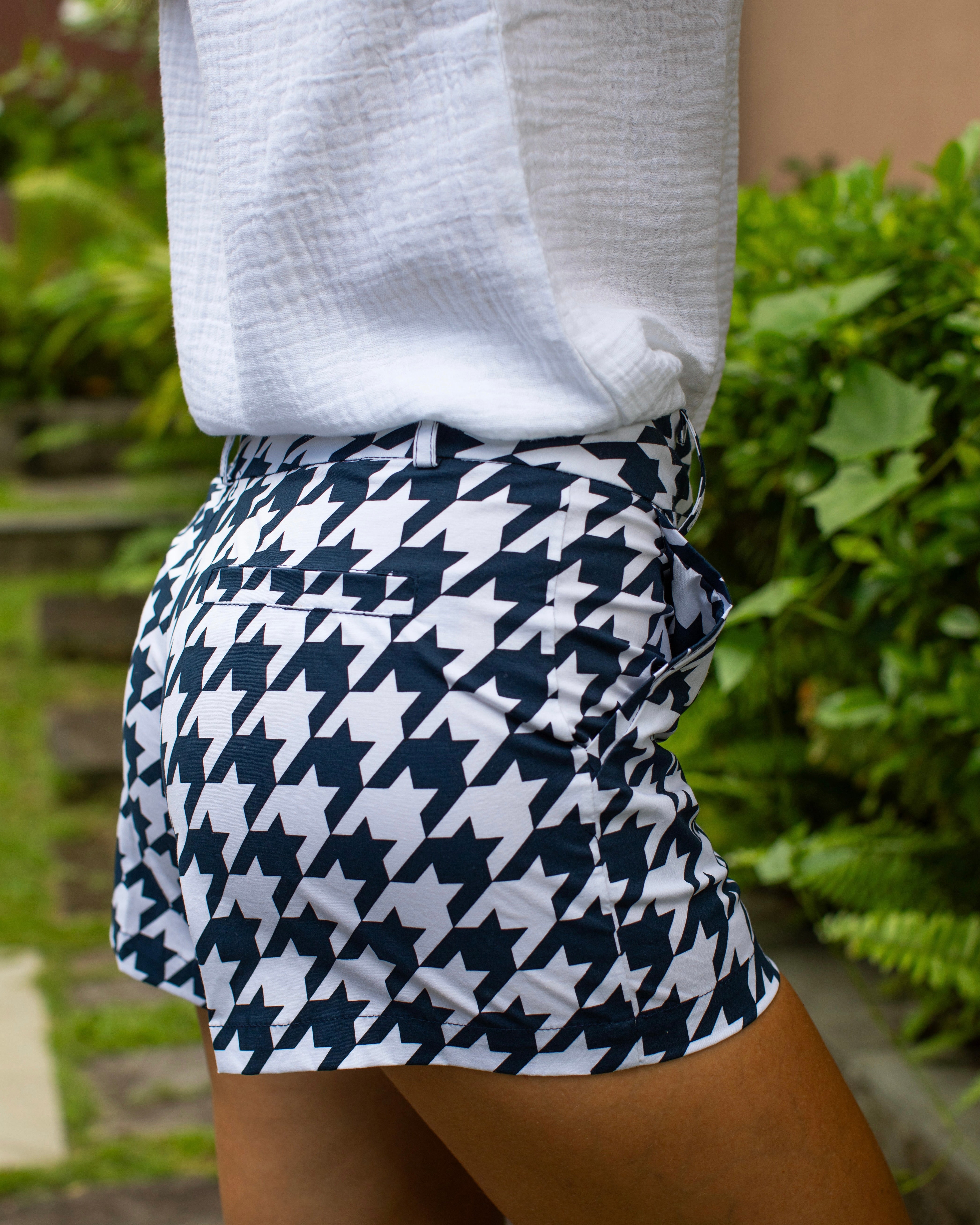 Alice Shorts - Navy/White Houndstooth