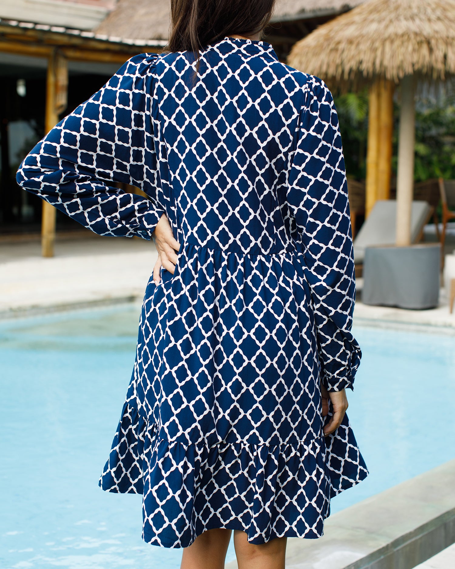 Faye Dress - Navy/White Marquis