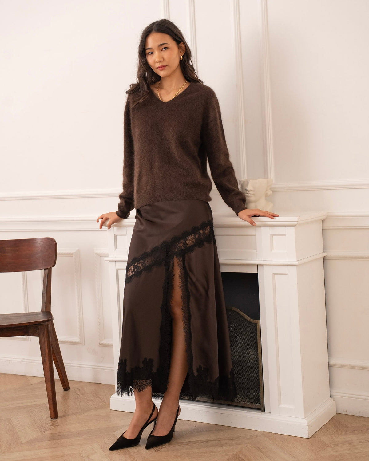 Felicia Skirt - Brown Satin