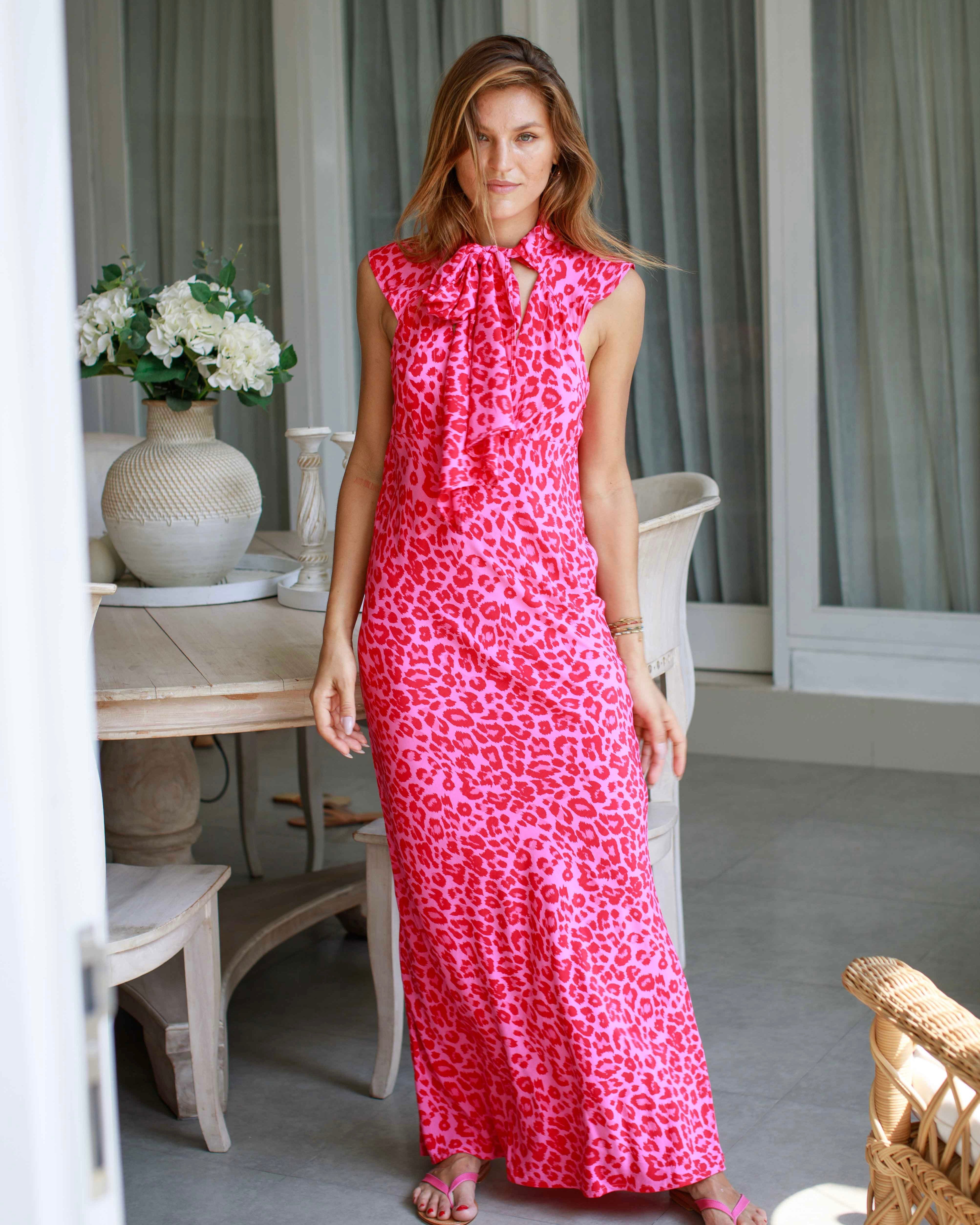 Gia Dress - Hot Pink Leopard