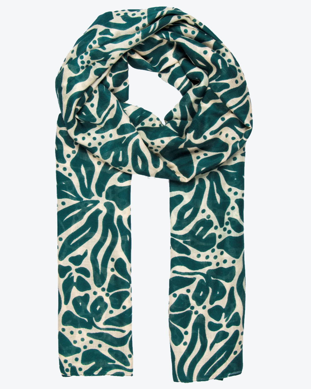 Green/Cream Floral Scarf