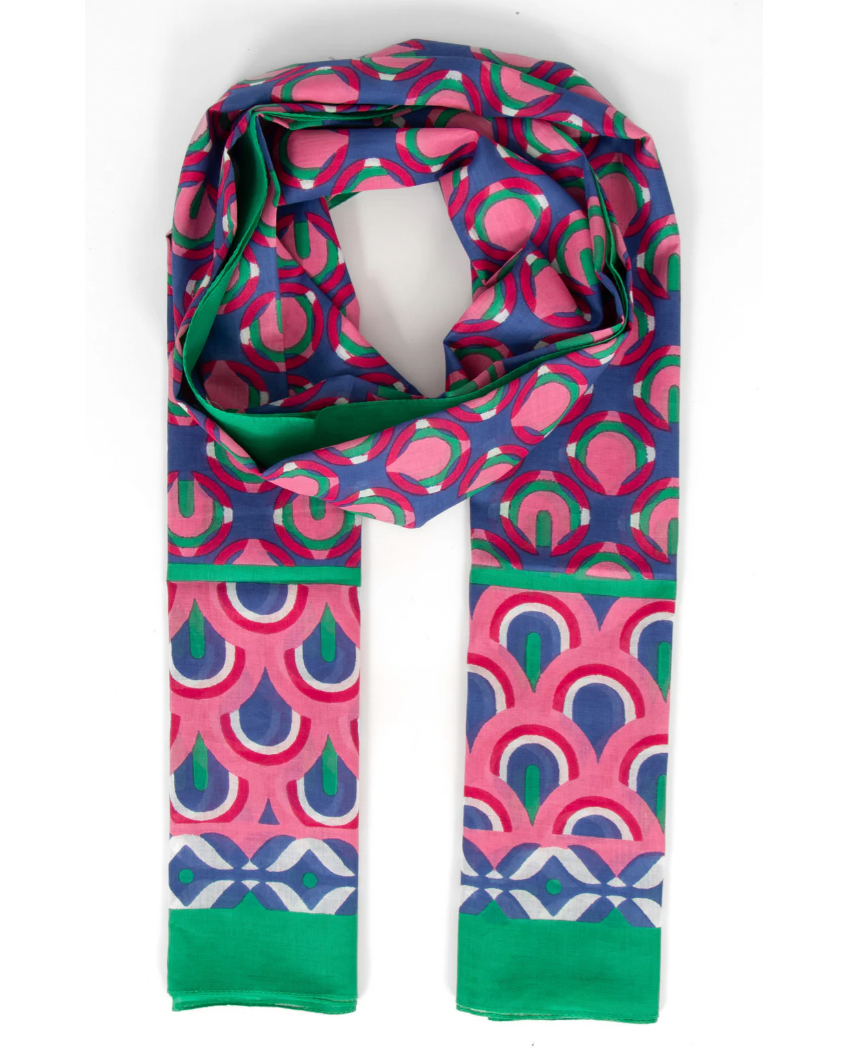 Green/Pink Dahlia Scarf