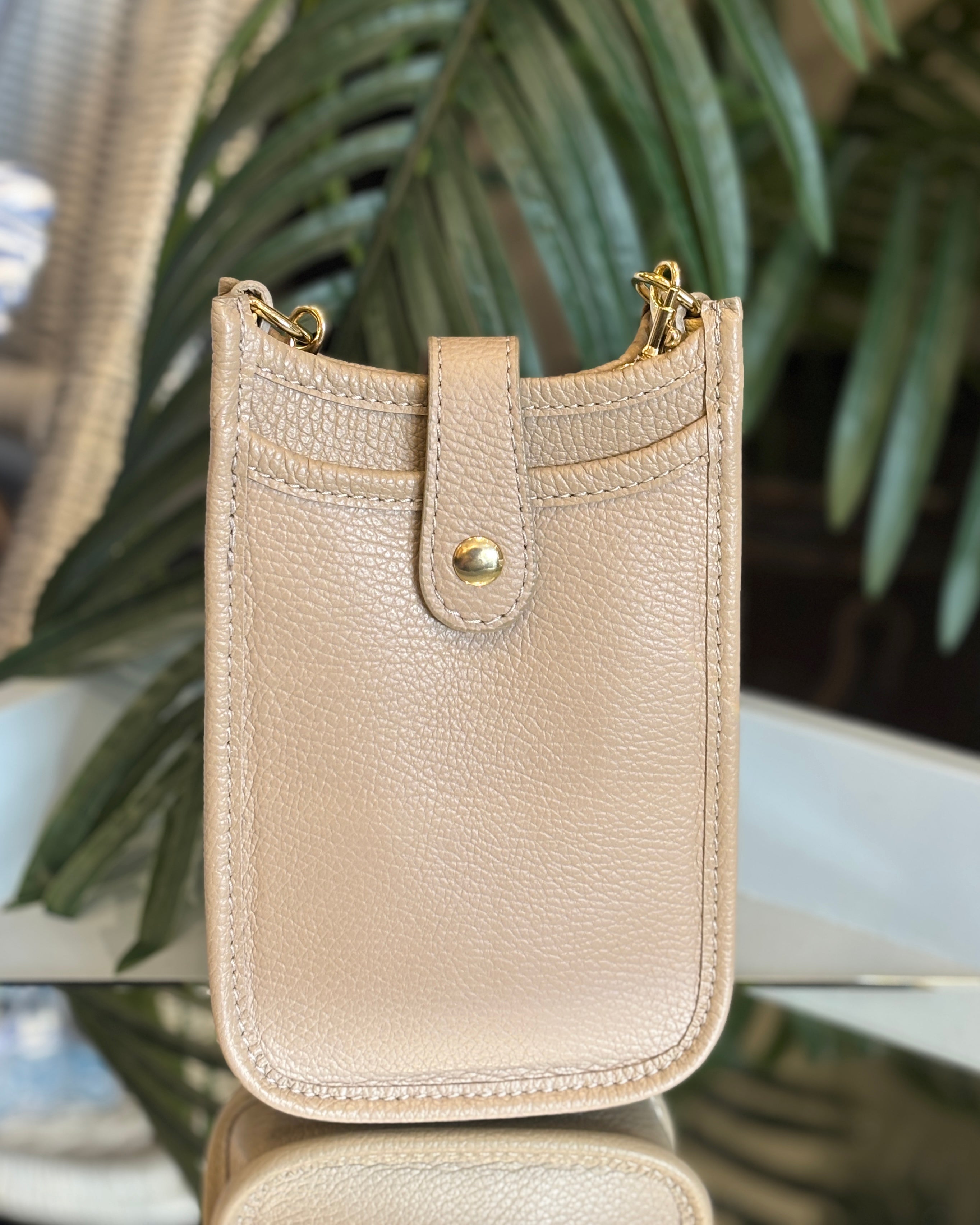 Cortona Leather Phone Bag - Beige