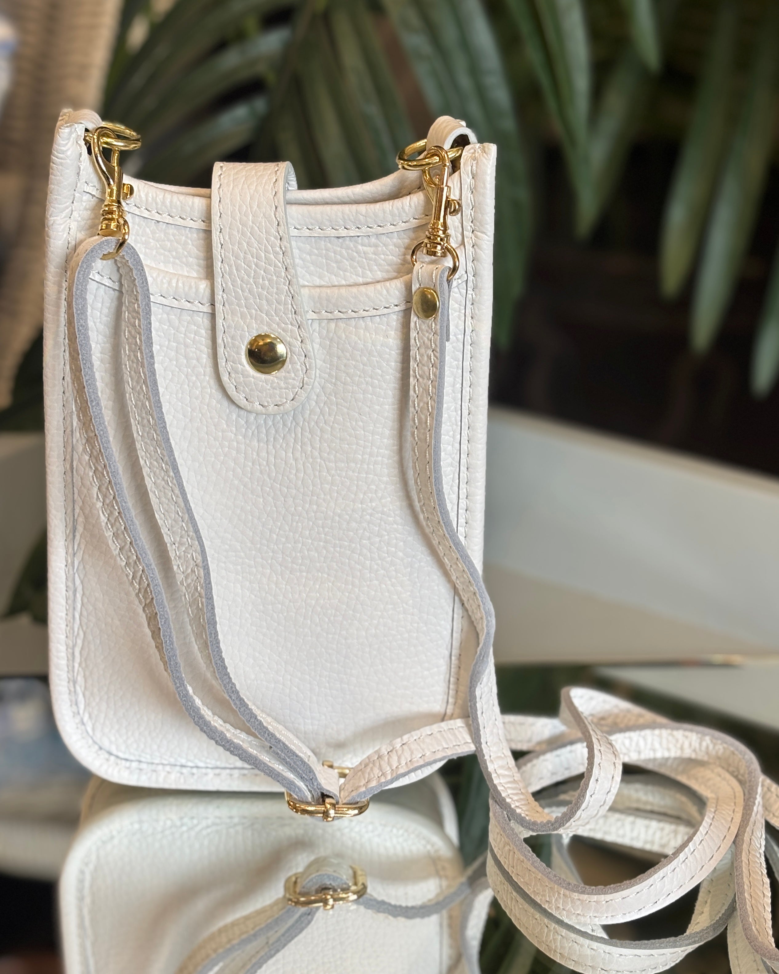 Cortona Leather Phone Bag - White