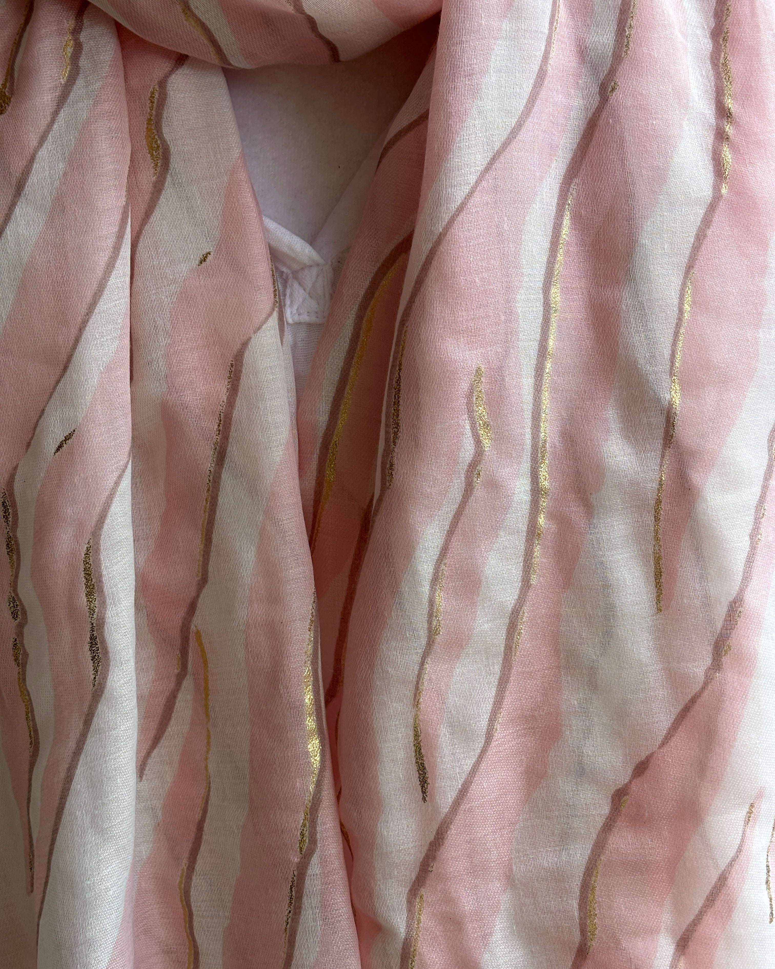 Pale Pink & Gold Zebra Scarf