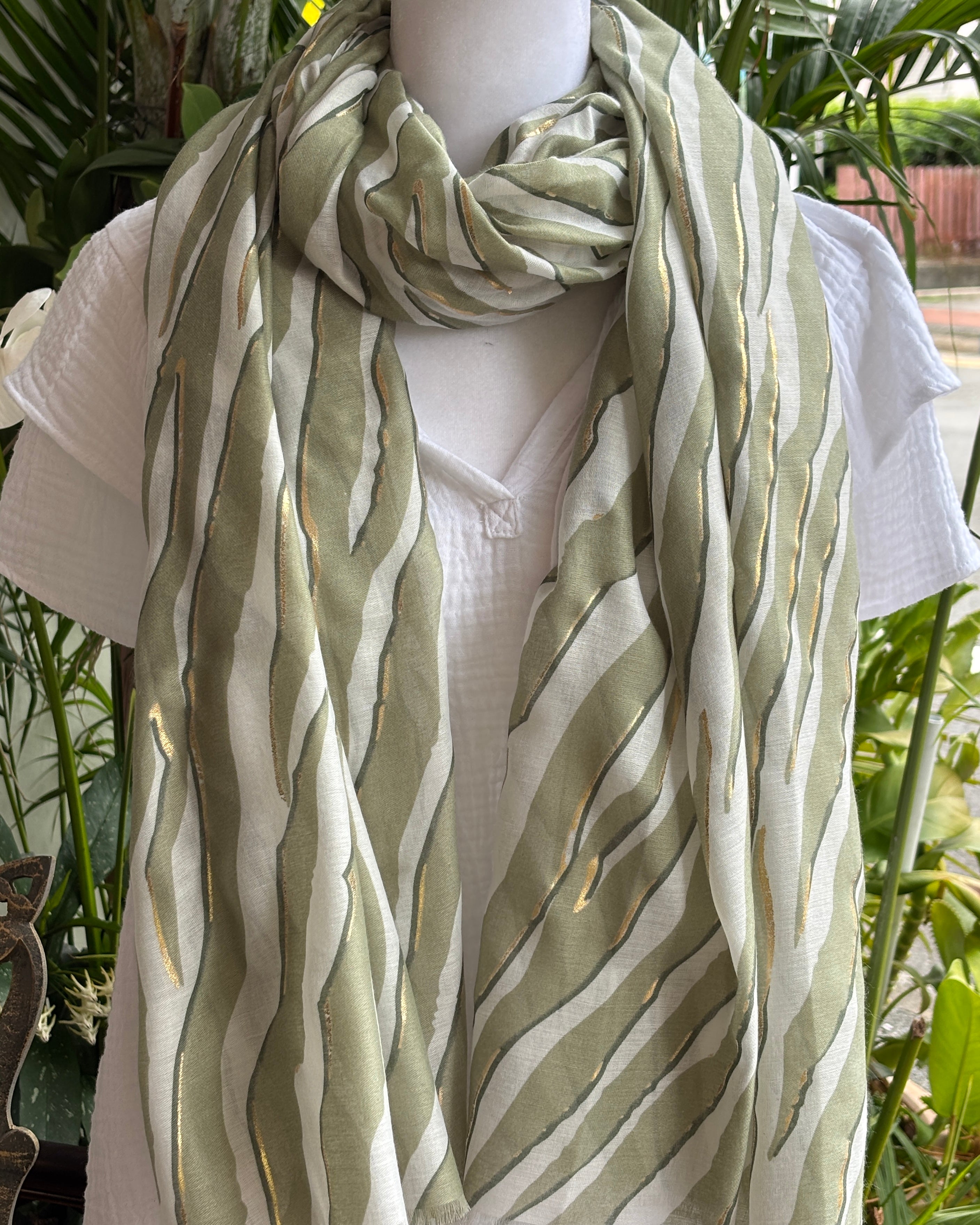 Khaki & Gold Zebra Scarf