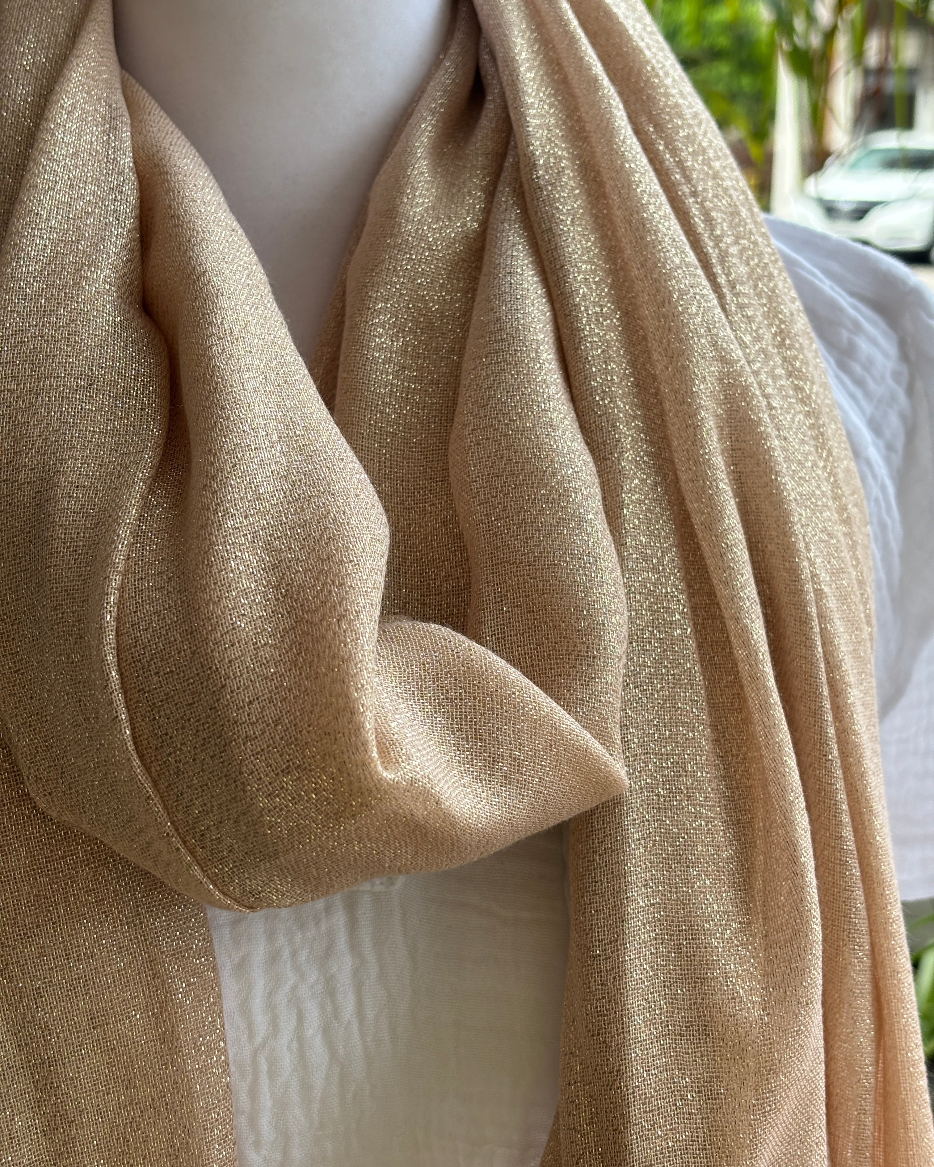 Beige Metallic Scarf
