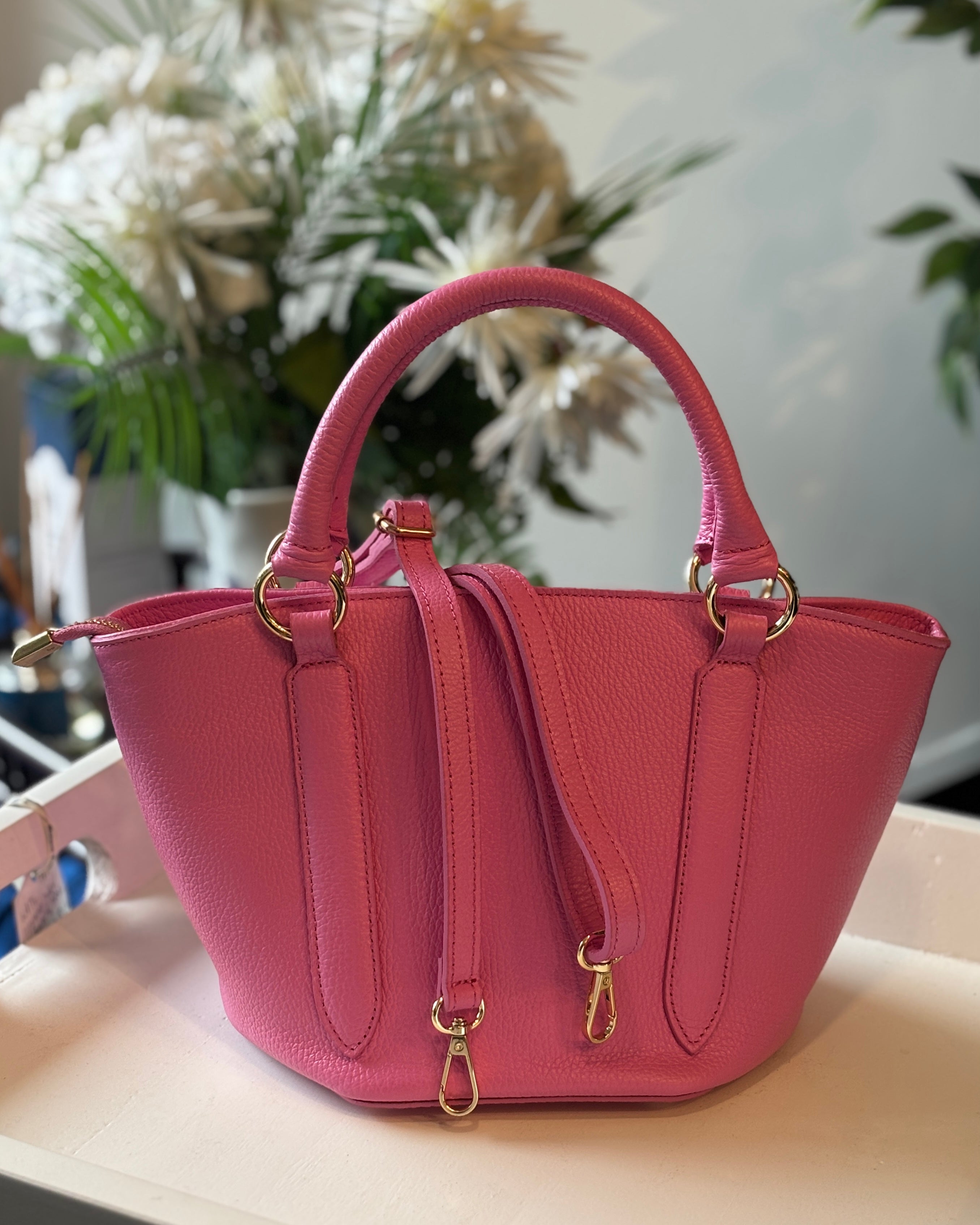 Verona Mini Leather Tote - Pink