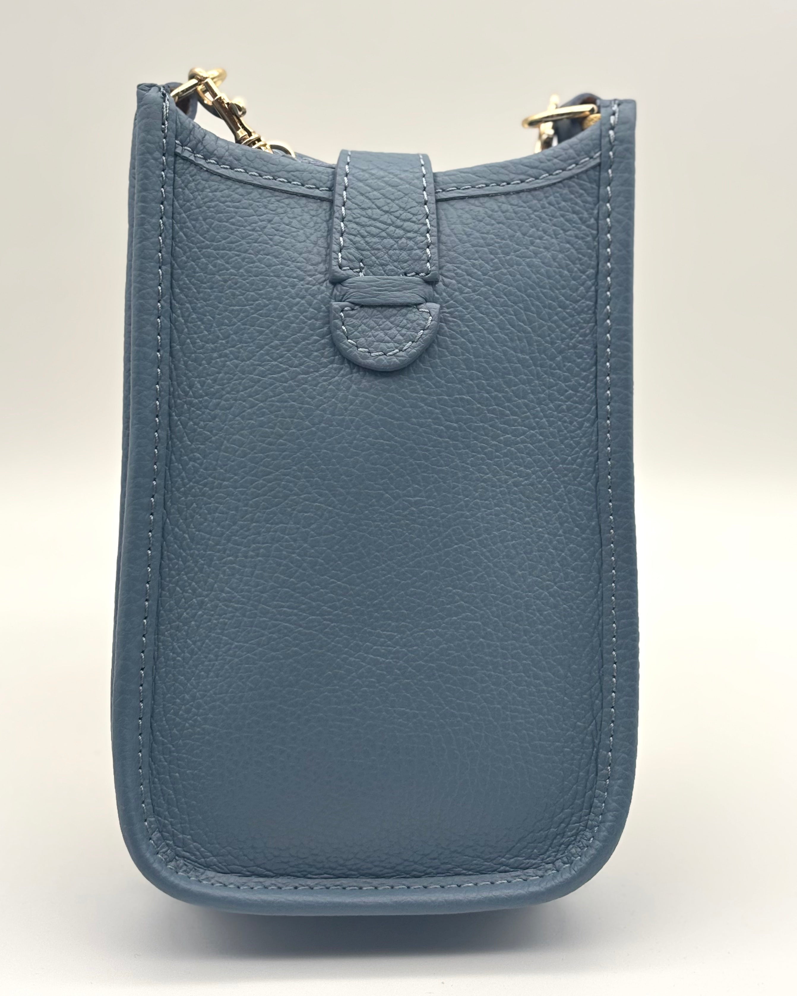 Cortona Raffia/Leather Phone Bag - Denim Blue