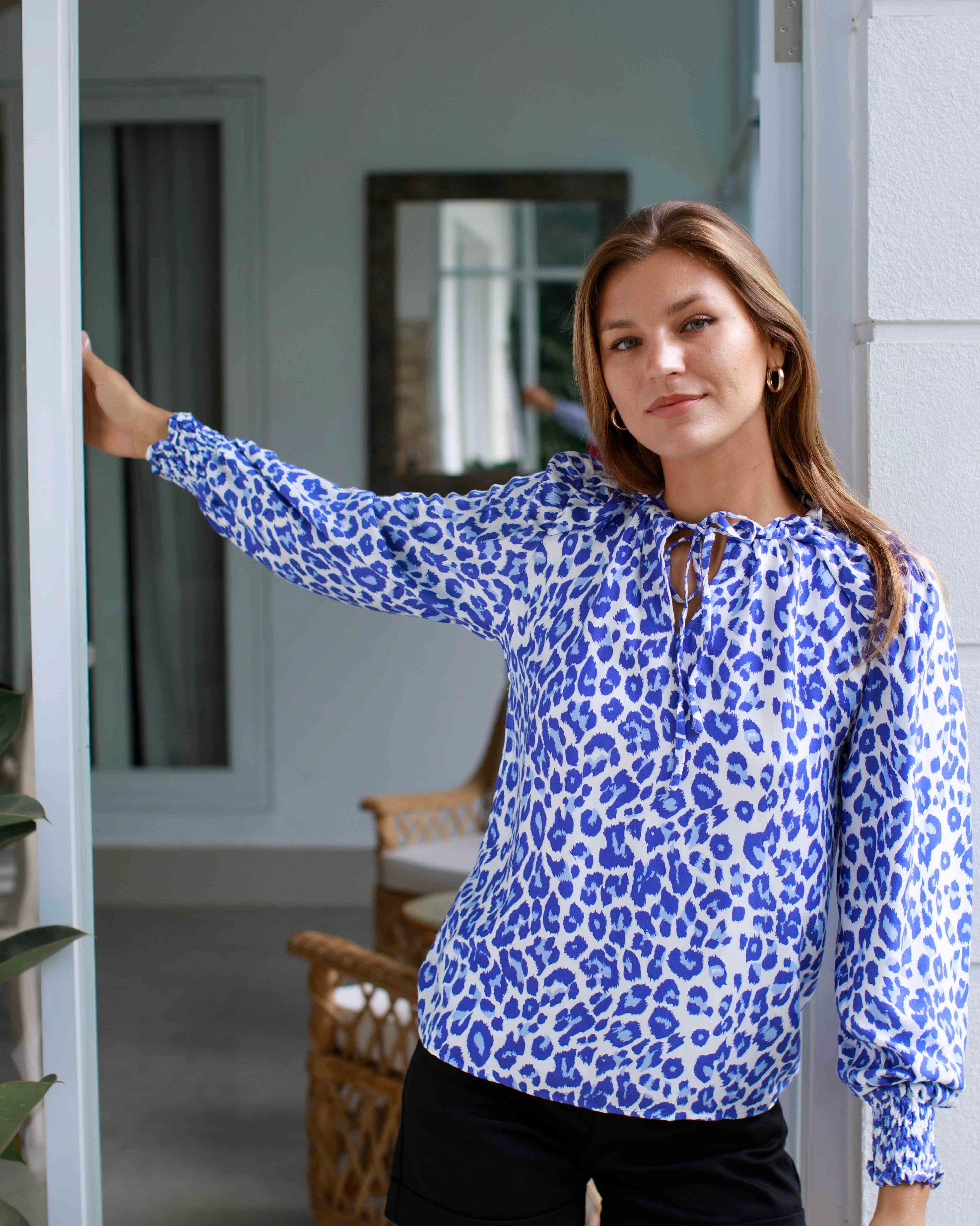Justine Top - Purple Leopard Bamboo