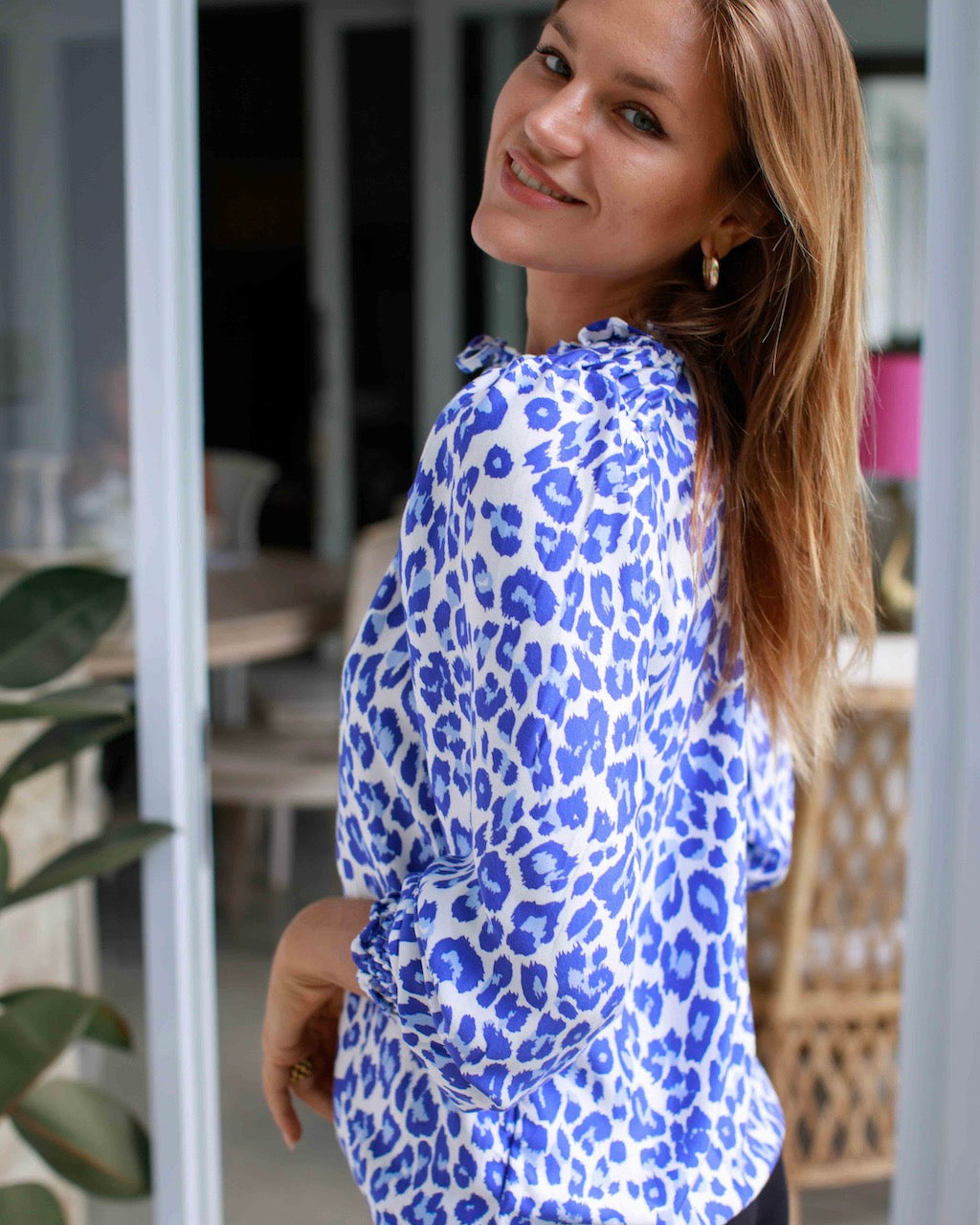 Justine Top - Purple Leopard Bamboo