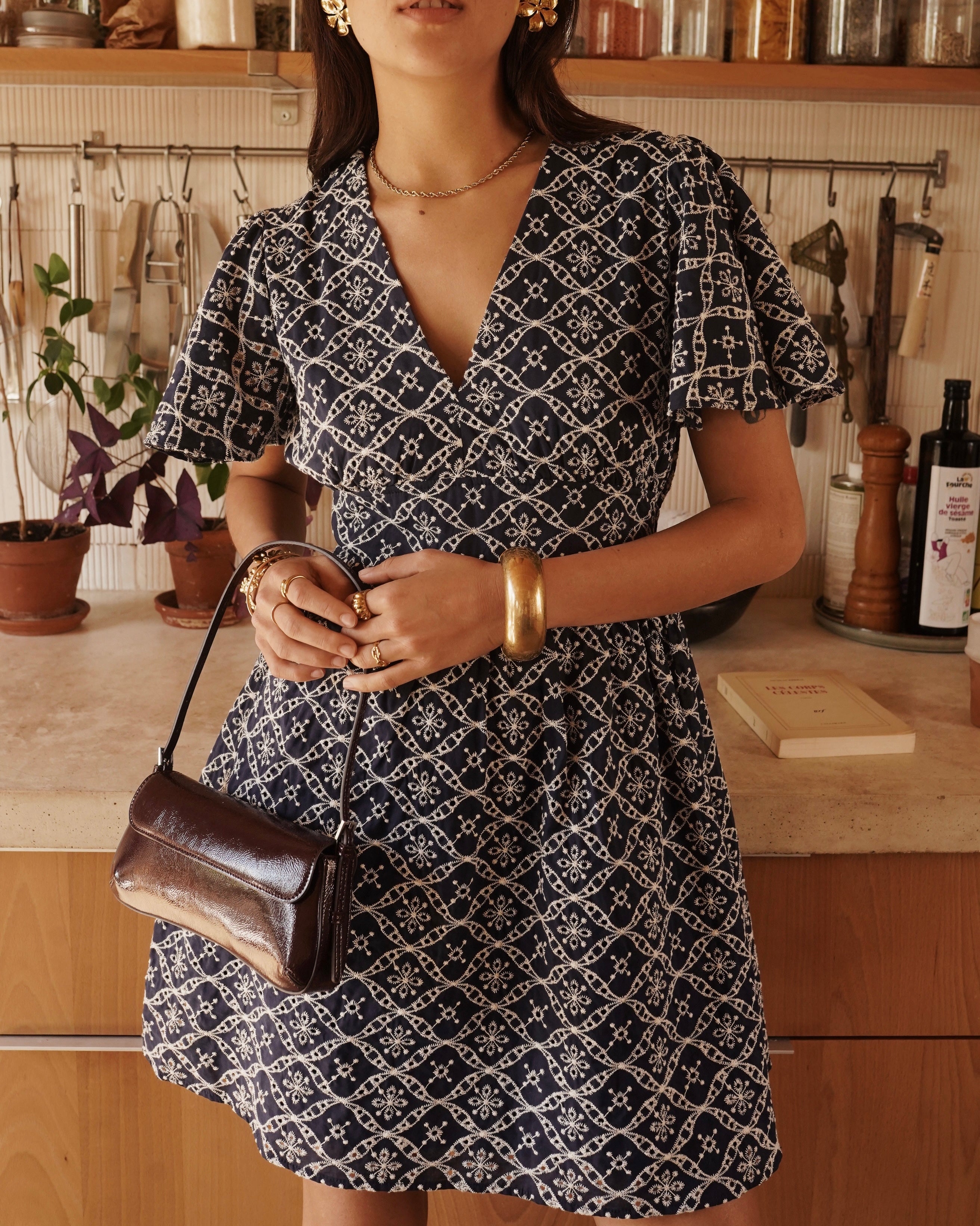 Margaux Dress - Navy/White Embroidery