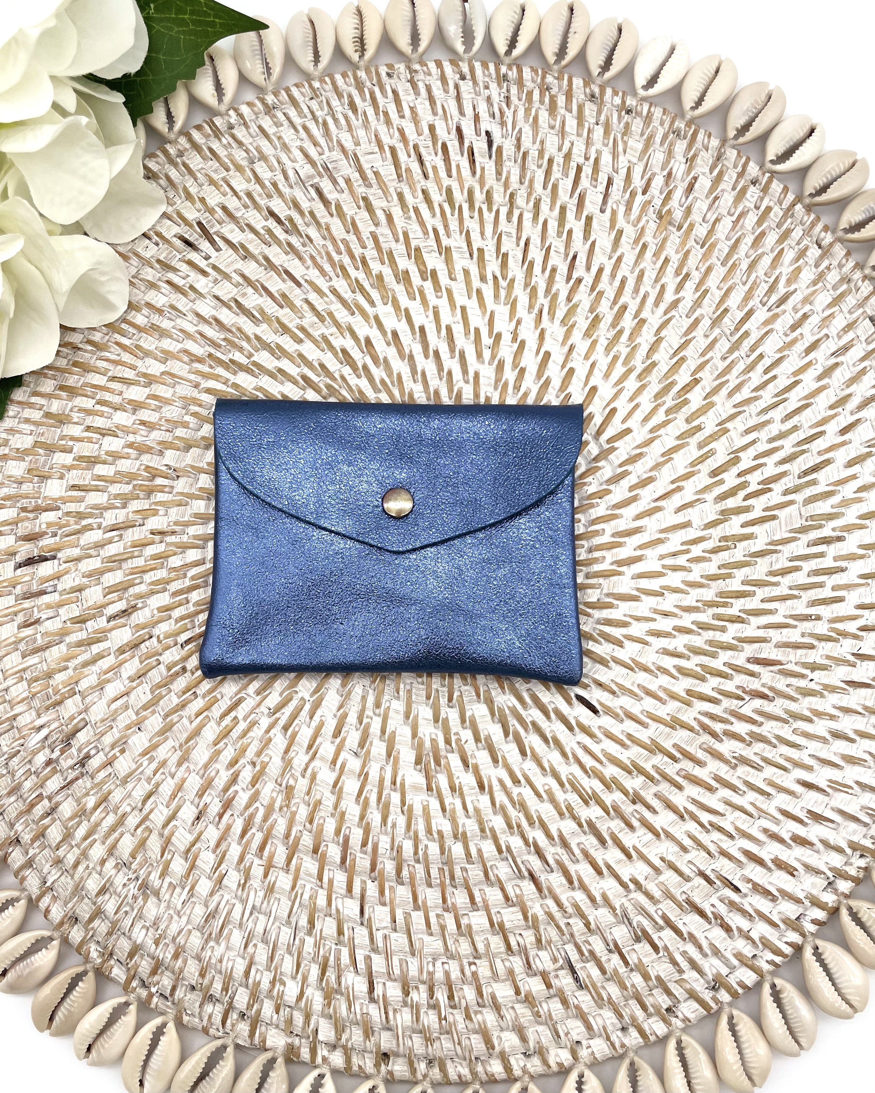 Cobalt Metallic Leather Coin Purse