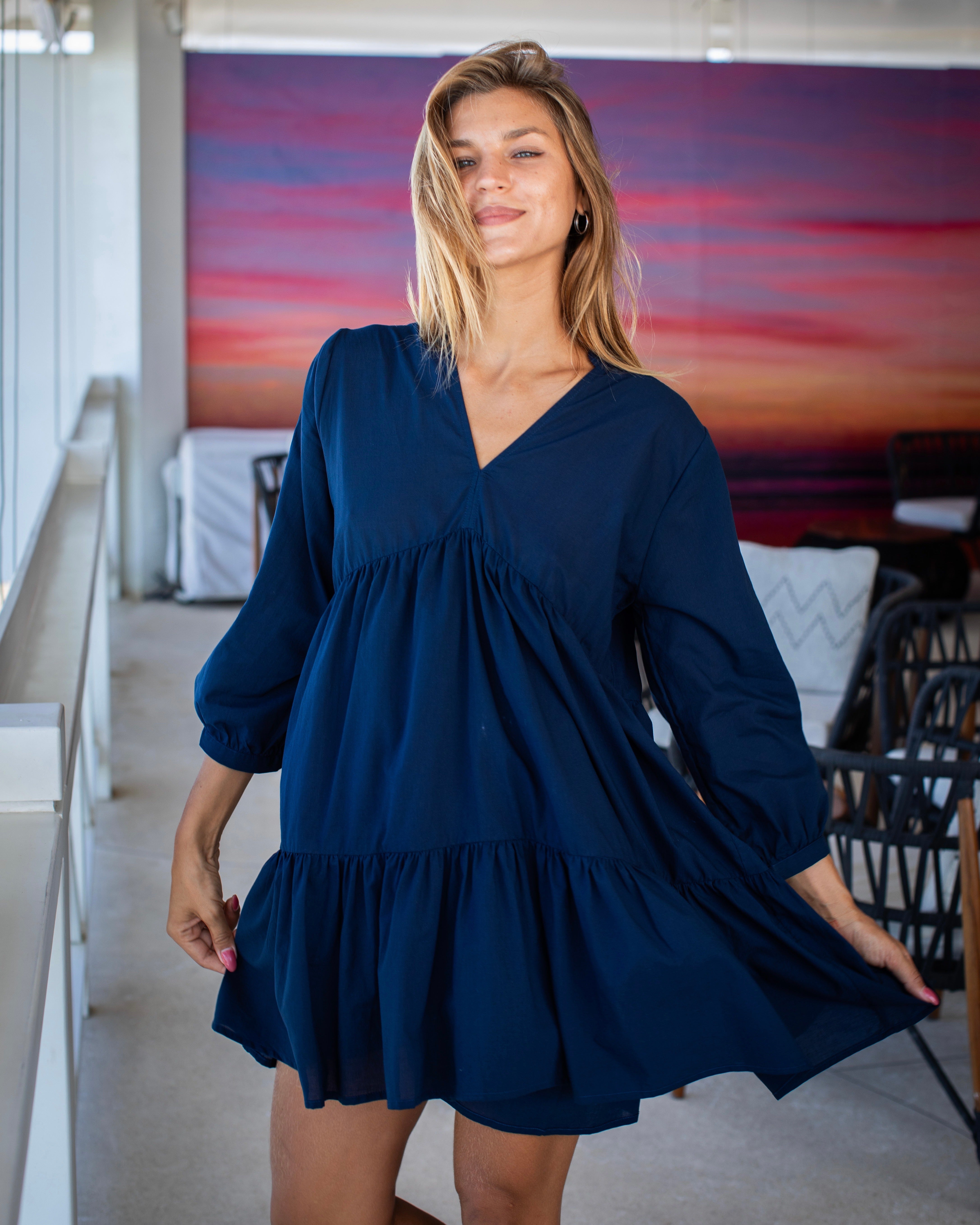 Morgan Dress - Navy Cotton