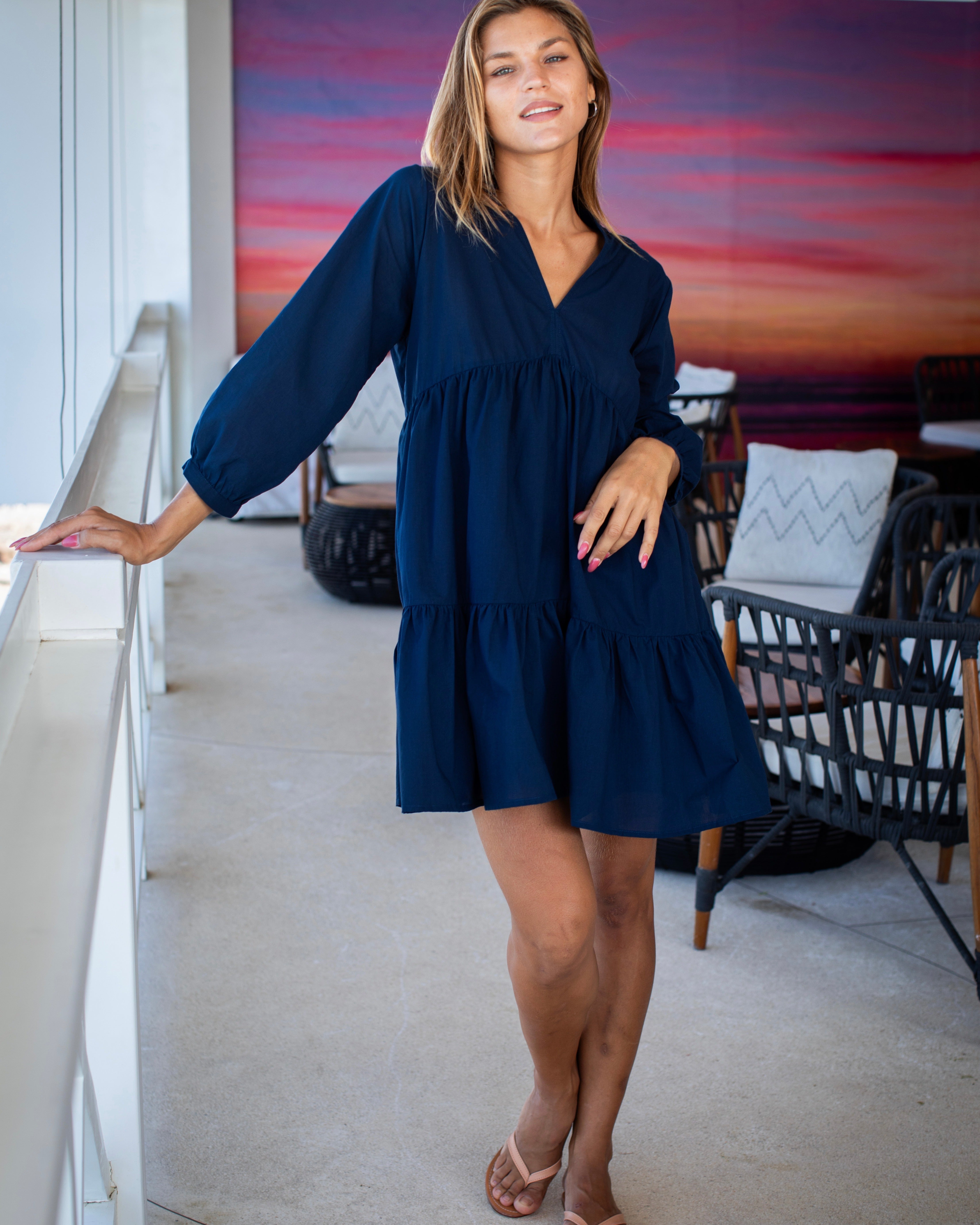 Morgan Dress - Navy Cotton